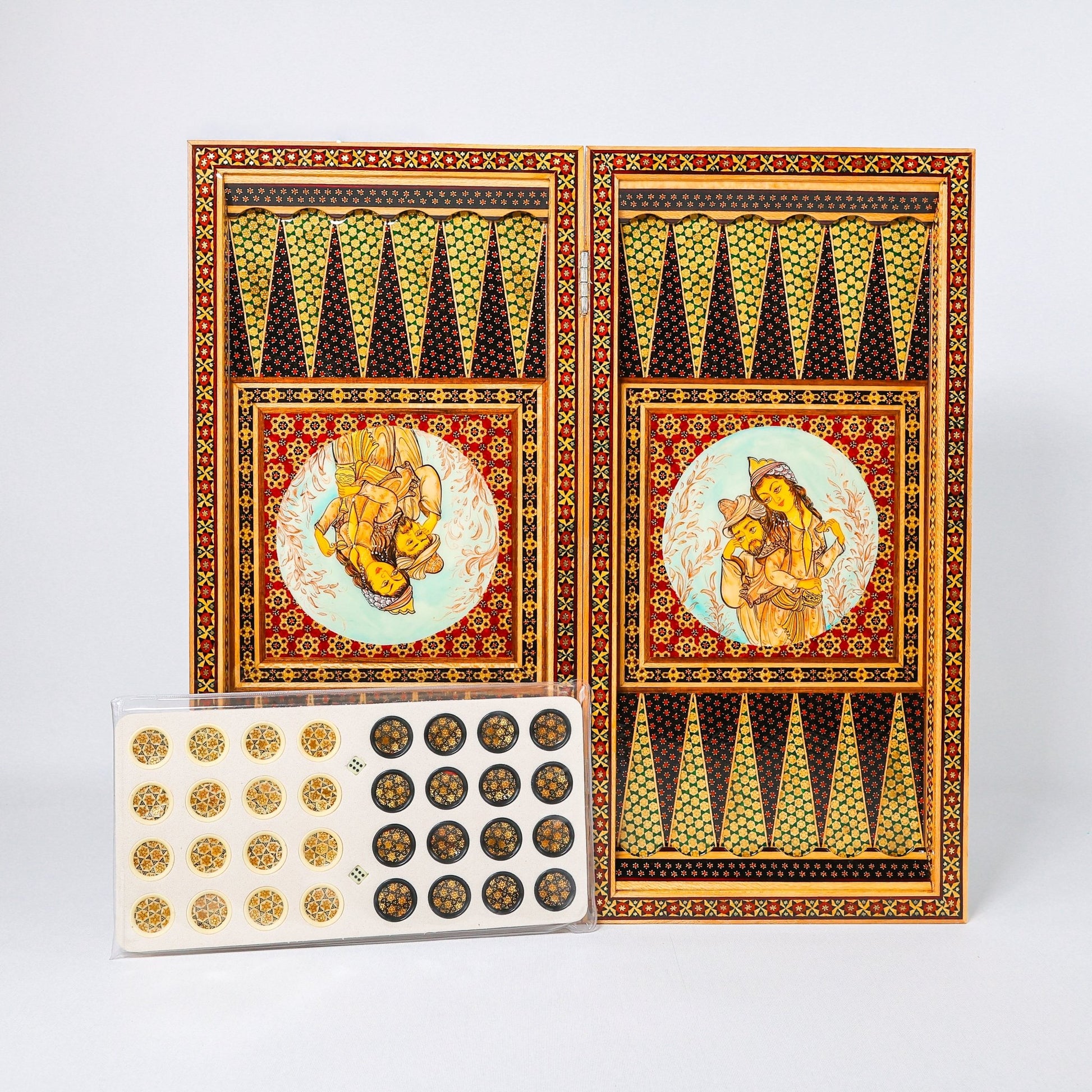 Backgammon & Chess Board - Size 50 - Miniature Shirazi Painting - 04 - Meraas Gallery