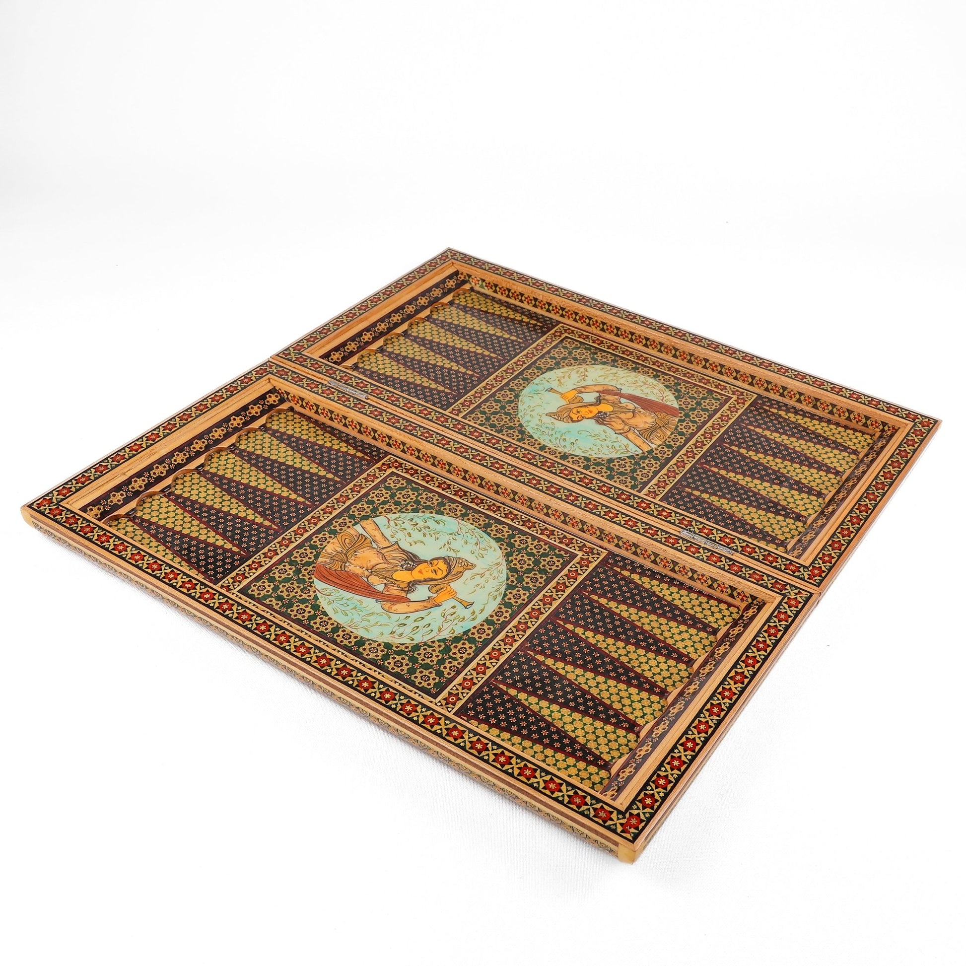 Backgammon & Chess Board - Size 50 - Miniature Shirazi Painting - 01 - Meraas Gallery