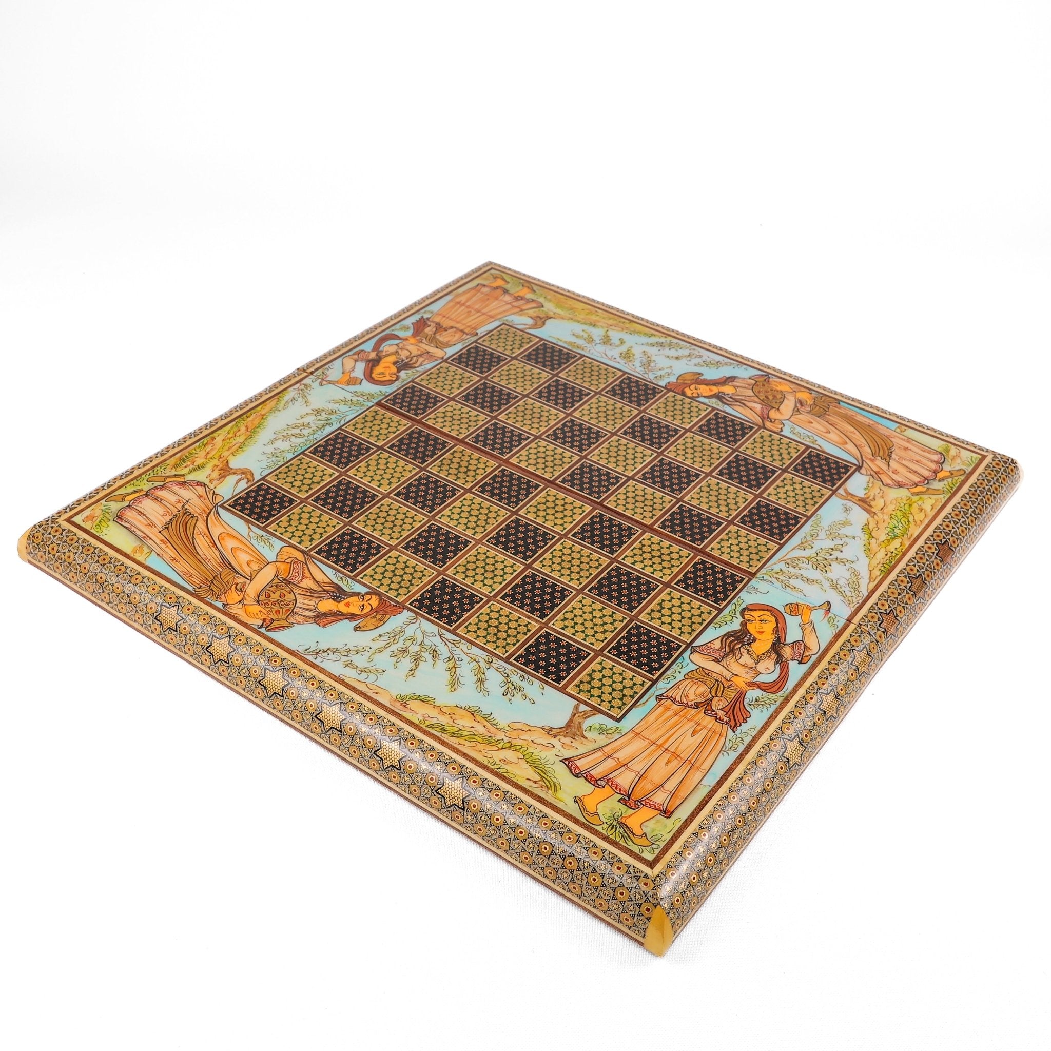 Backgammon & Chess Board - Size 50 - Miniature Shirazi Painting - 01 - Meraas Gallery