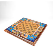 Backgammon & Chess Board - Size 50 - Round Edge - Mother - of - Pearl with Polo Scene - Khatam - Meraas Gallery
