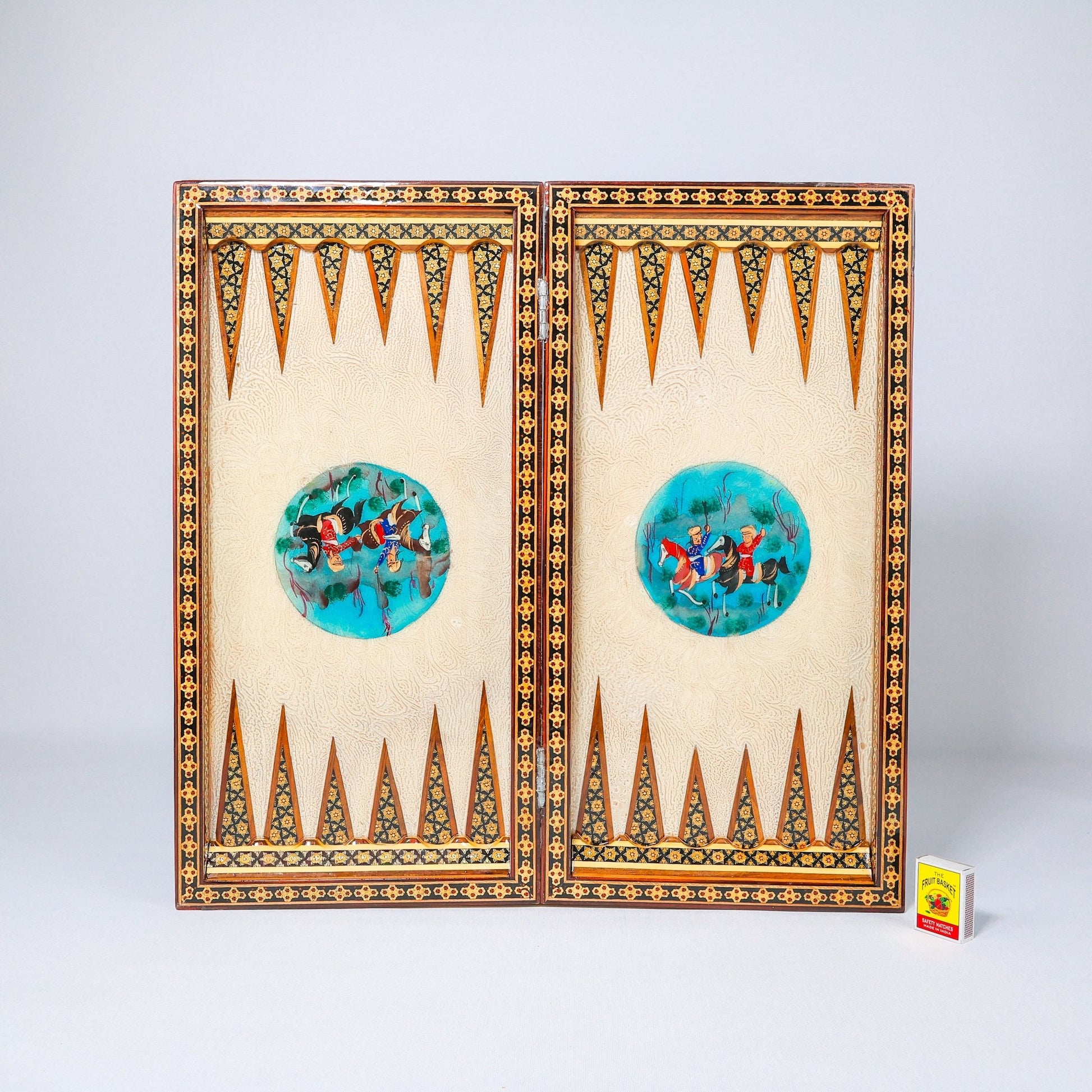 Backgammon & Chess Board - Size 50 - Round Edge - Mother - of - Pearl with Flower & Bird - Khatam - 02 - Meraas Gallery