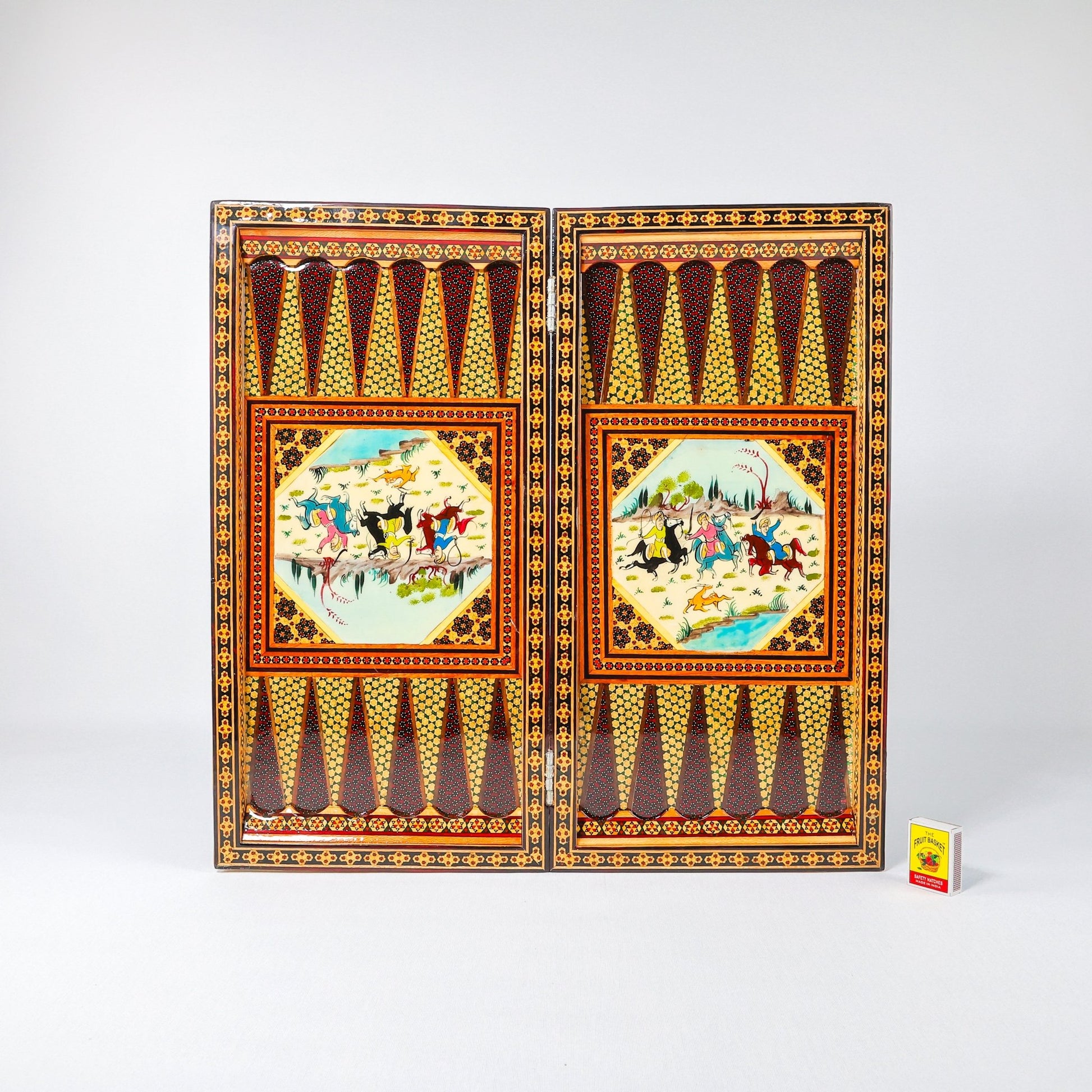 Backgammon & Chess Board - Size 50 - Round Edge - Mother - of - Pearl with Flower & Bird - Khatam - 04 - Meraas Gallery