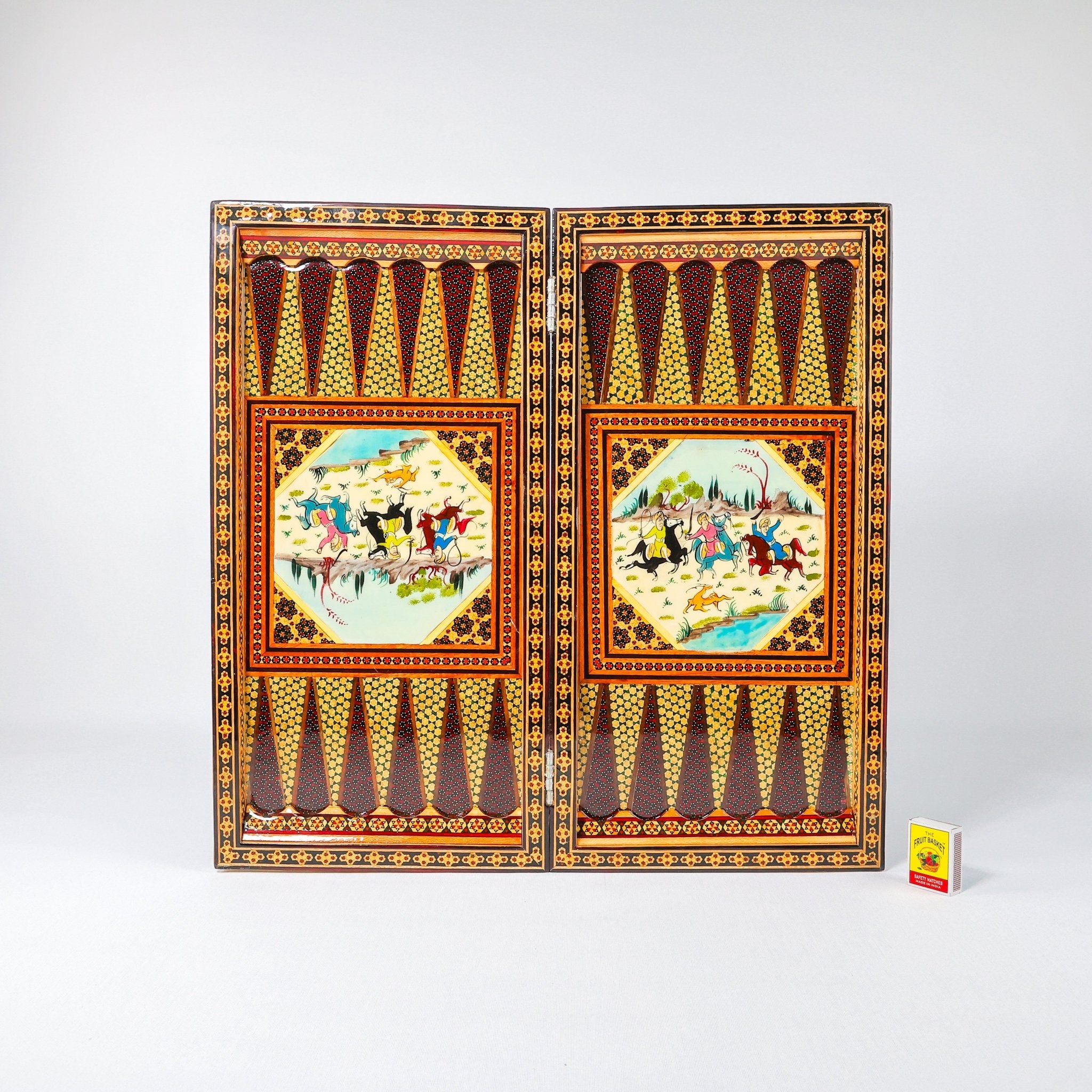 Backgammon & Chess Board - Size 50 - Round Edge - Mother - of - Pearl with Flower & Bird - Khatam - 04 - Meraas Gallery