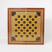 Backgammon & Chess Board - Size 50 - Column Design - Mother - of - Pearl Inside - Khatam with Eslimi Motif - 02 - Meraas Gallery