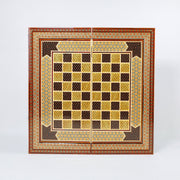 Backgammon & Chess Board - Size 50 - Column Design - Mother - of - Pearl Inside - Khatam with Eslimi Motif - 03 - Meraas Gallery