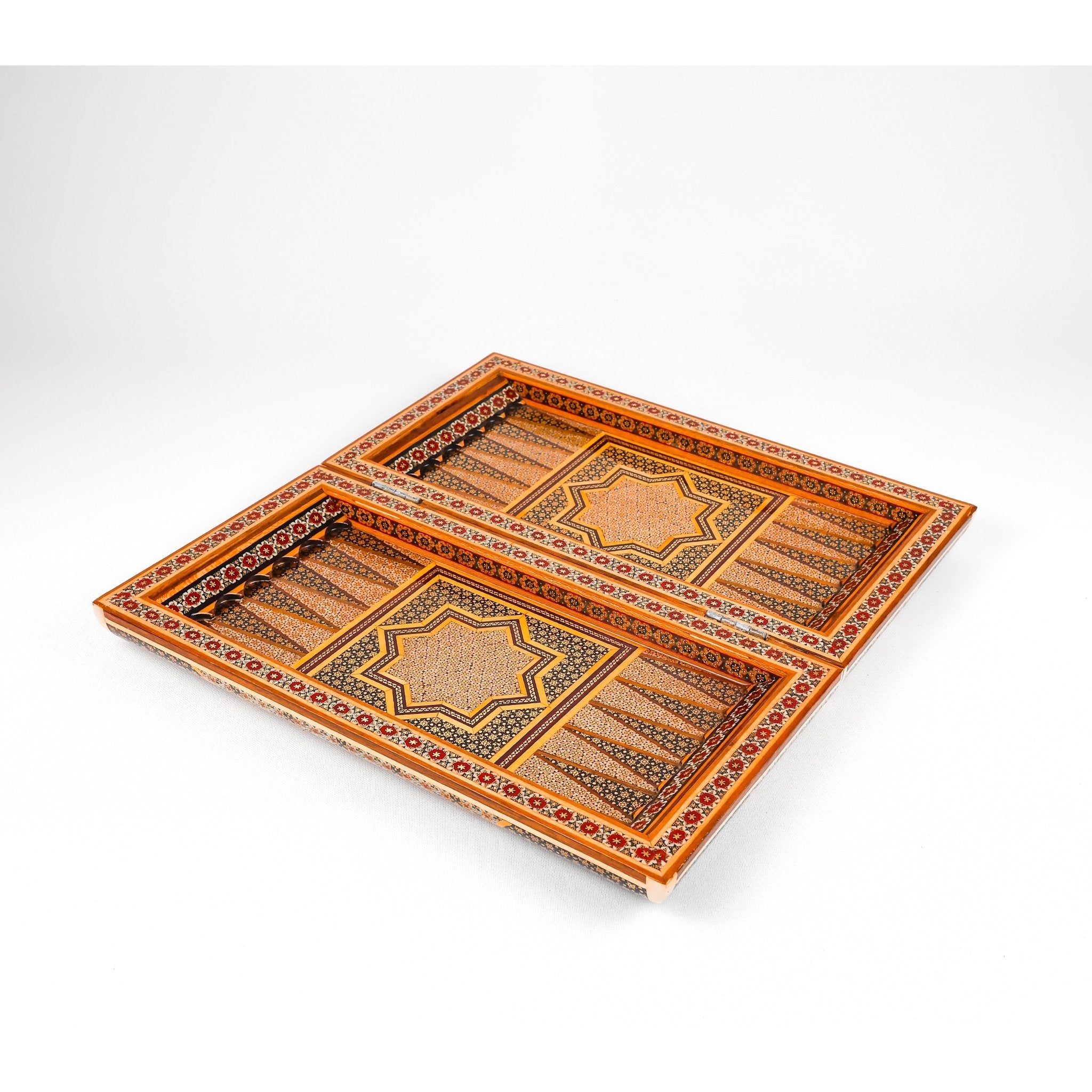 Backgammon & Chess Board - Full Khatam - Size 40 - Six Bone Inlays - 02 - Meraas Gallery