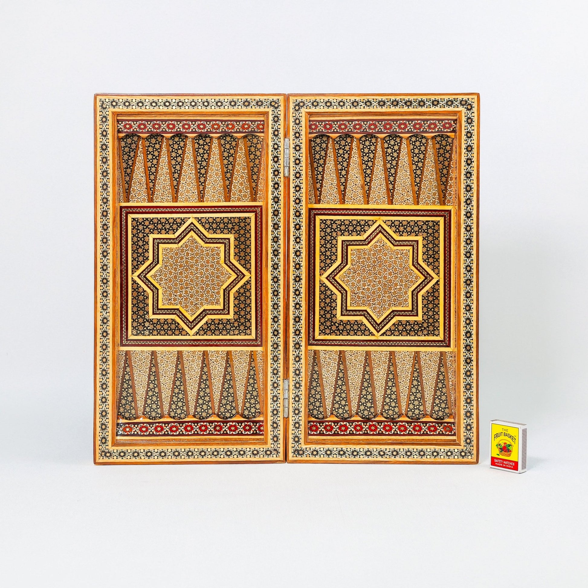 Backgammon & Chess Board - Full Khatam - Size 40 - Six Bone Inlays - 03 - Meraas Gallery