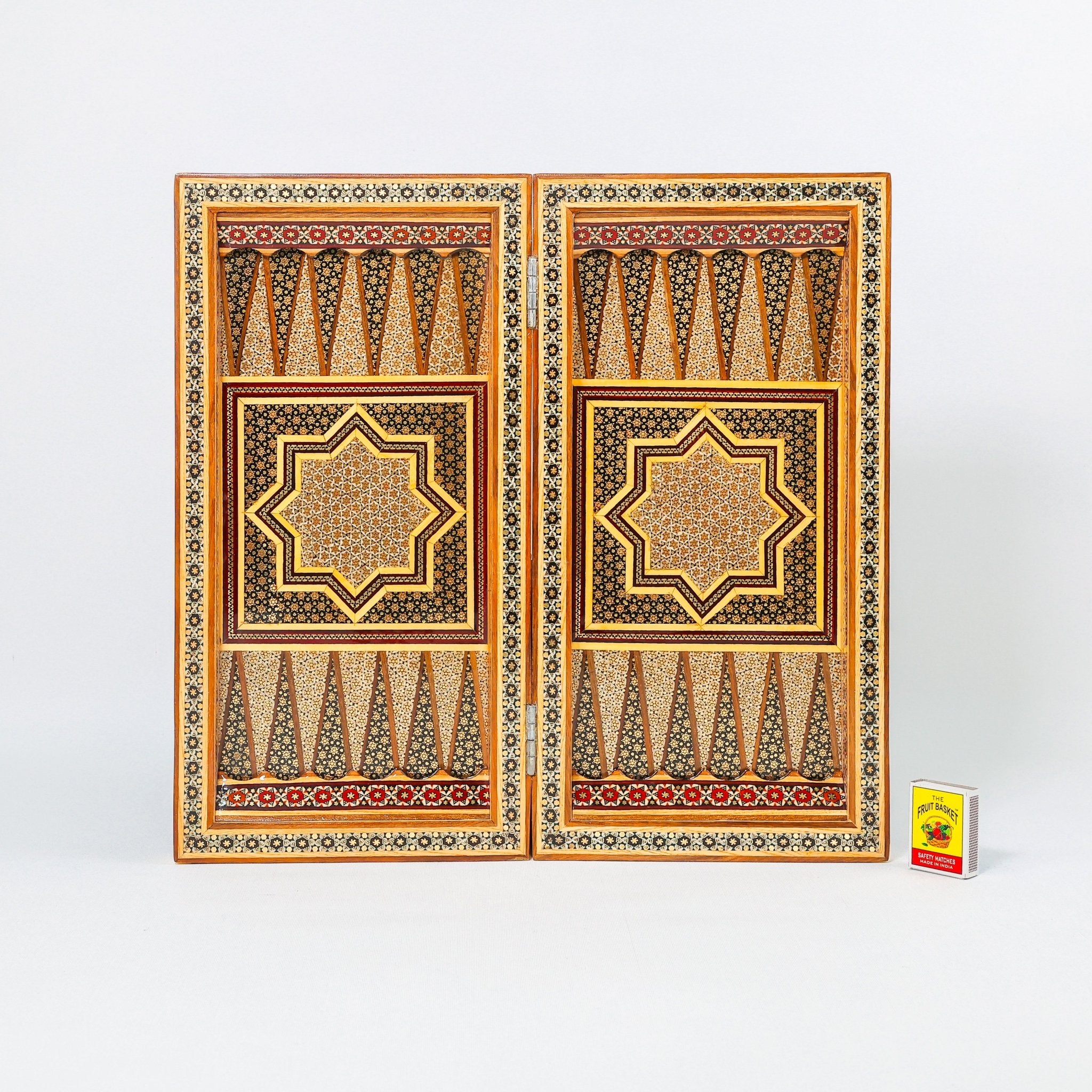 Backgammon & Chess Board - Full Khatam - Size 40 - Six Bone Inlays - 03 - Meraas Gallery