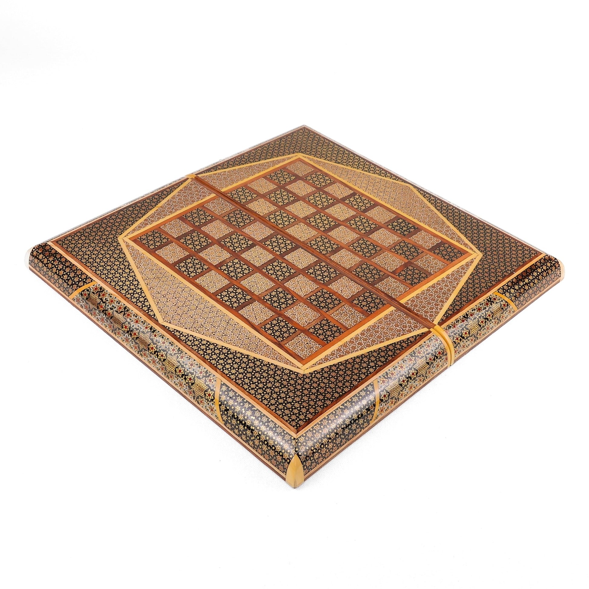 Backgammon & Chess Board - Full Khatam - Size 40 - Six Bone Inlays - 01 - Meraas Gallery