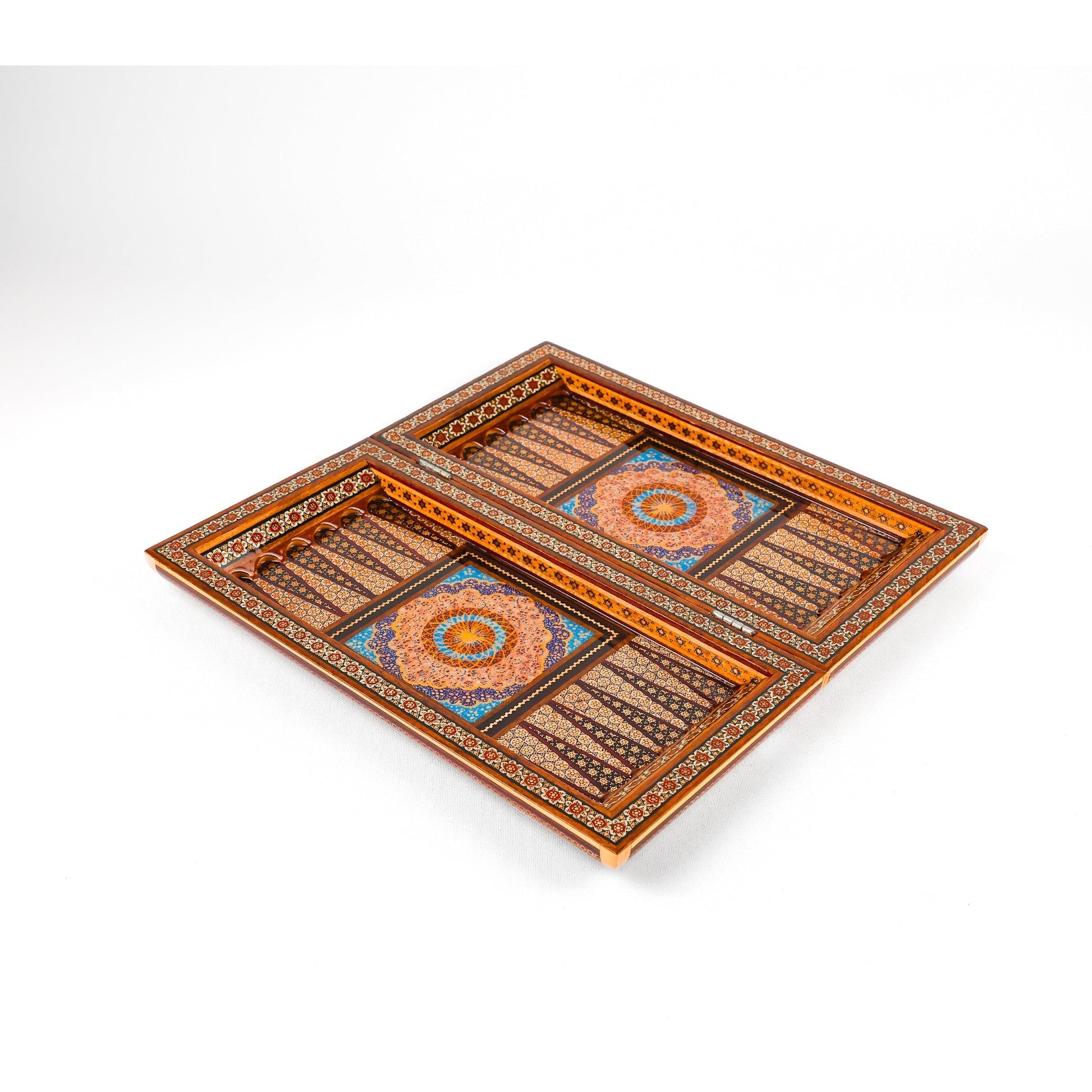 Backgammon & Chess Board - Size 35 - Wire Khatam with Eslimi Design - 02 - Meraas Gallery