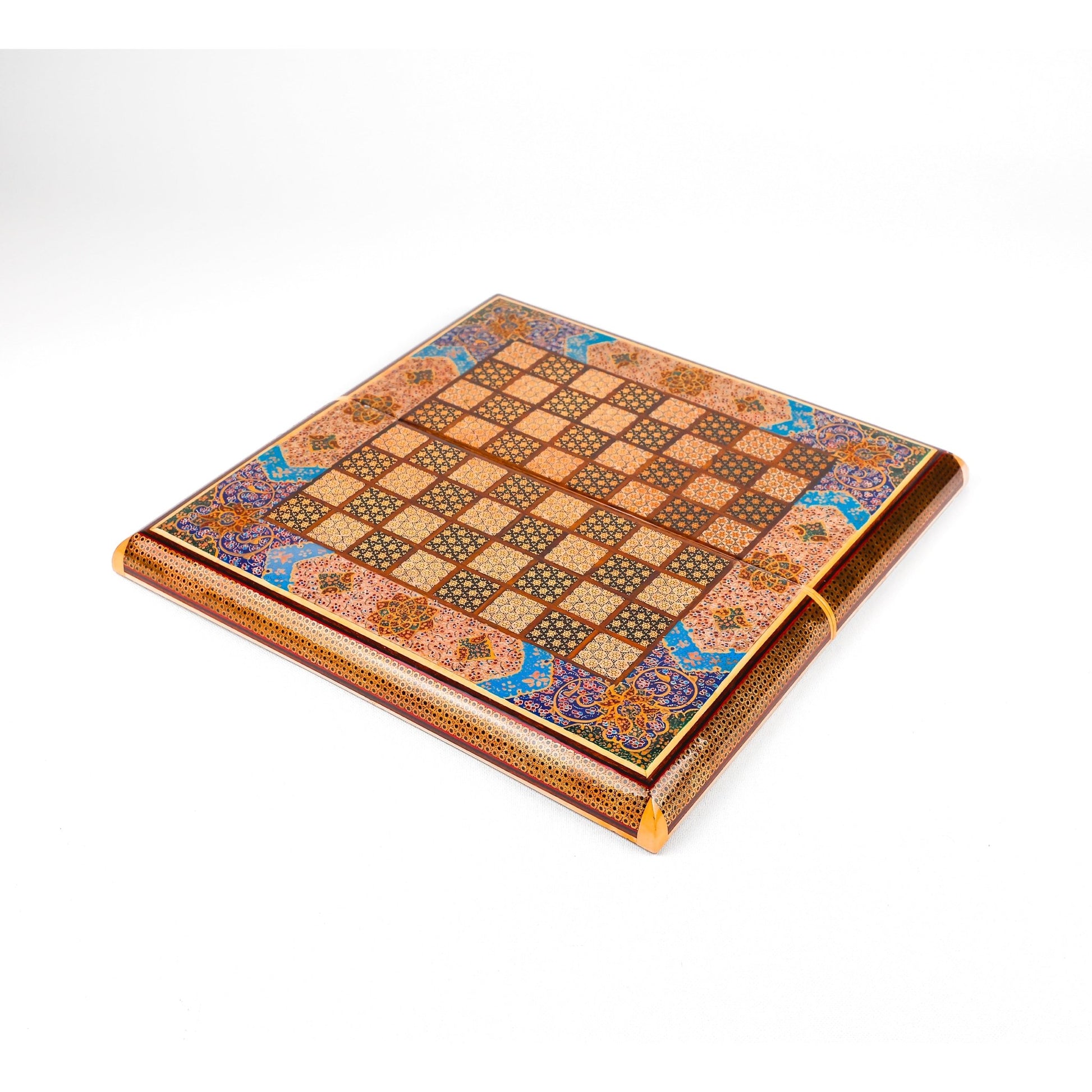 Backgammon & Chess Board - Size 35 - Wire Khatam with Eslimi Design - 02 - Meraas Gallery
