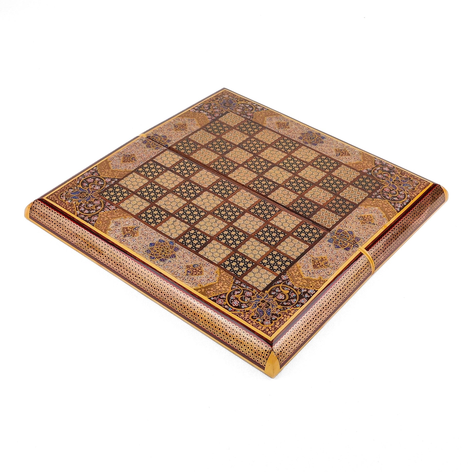 Backgammon & Chess Board - Size 35 - Wire Khatam with Eslimi Design - 01 - Meraas Gallery