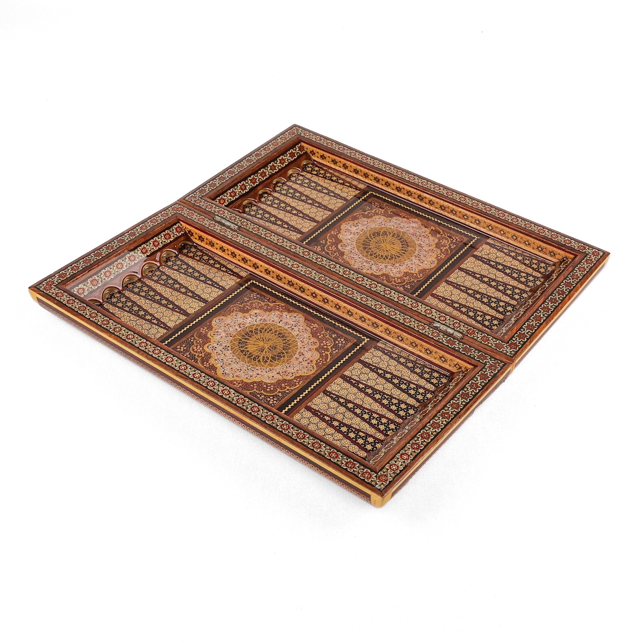 Backgammon & Chess Board - Size 35 - Wire Khatam with Eslimi Design - 01 - Meraas Gallery