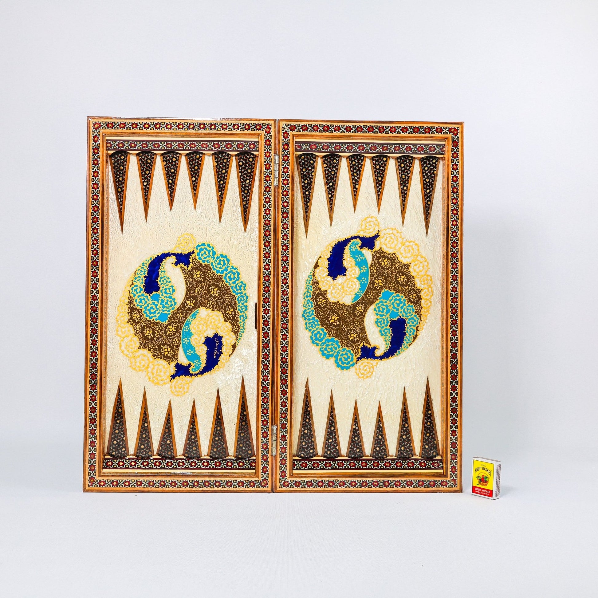 Backgammon & Chess Board - Size 50 - Pearl Edge - Tazhib Design - 02 - Meraas Gallery