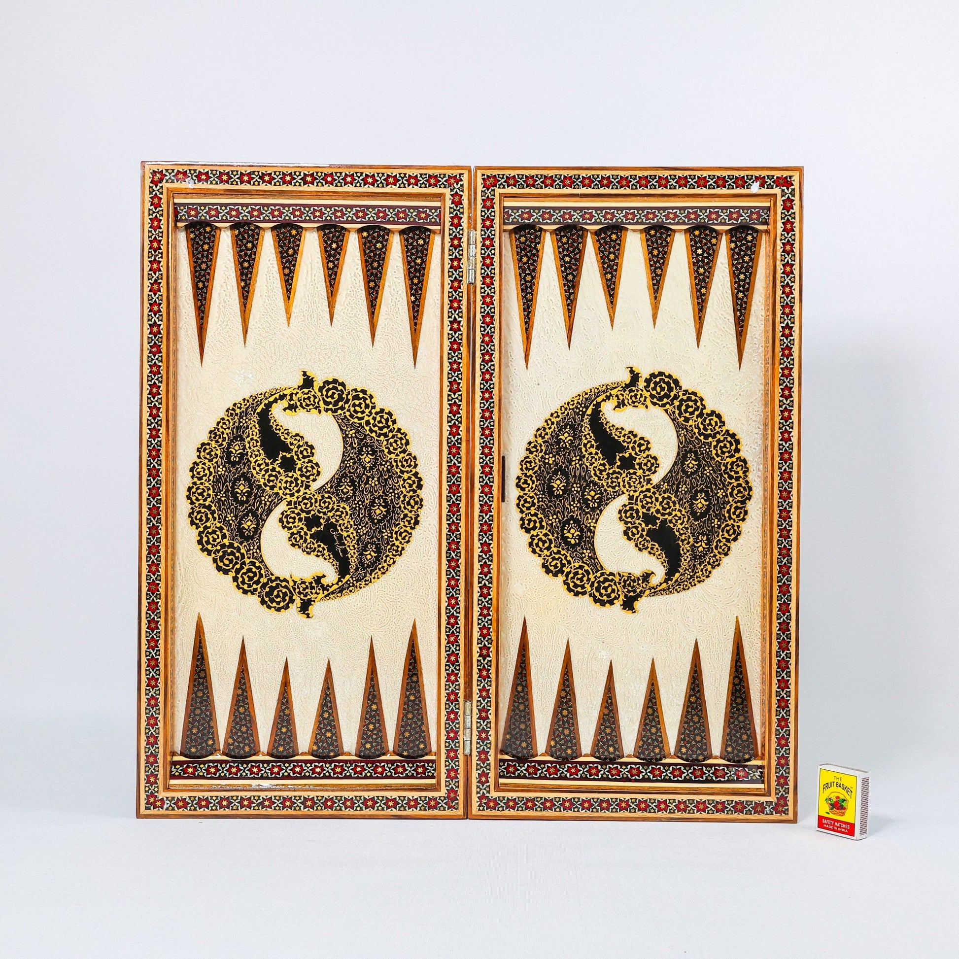 Backgammon & Chess Board - Size 50 - Pearl Edge - Tazhib Design - 03 - Meraas Gallery