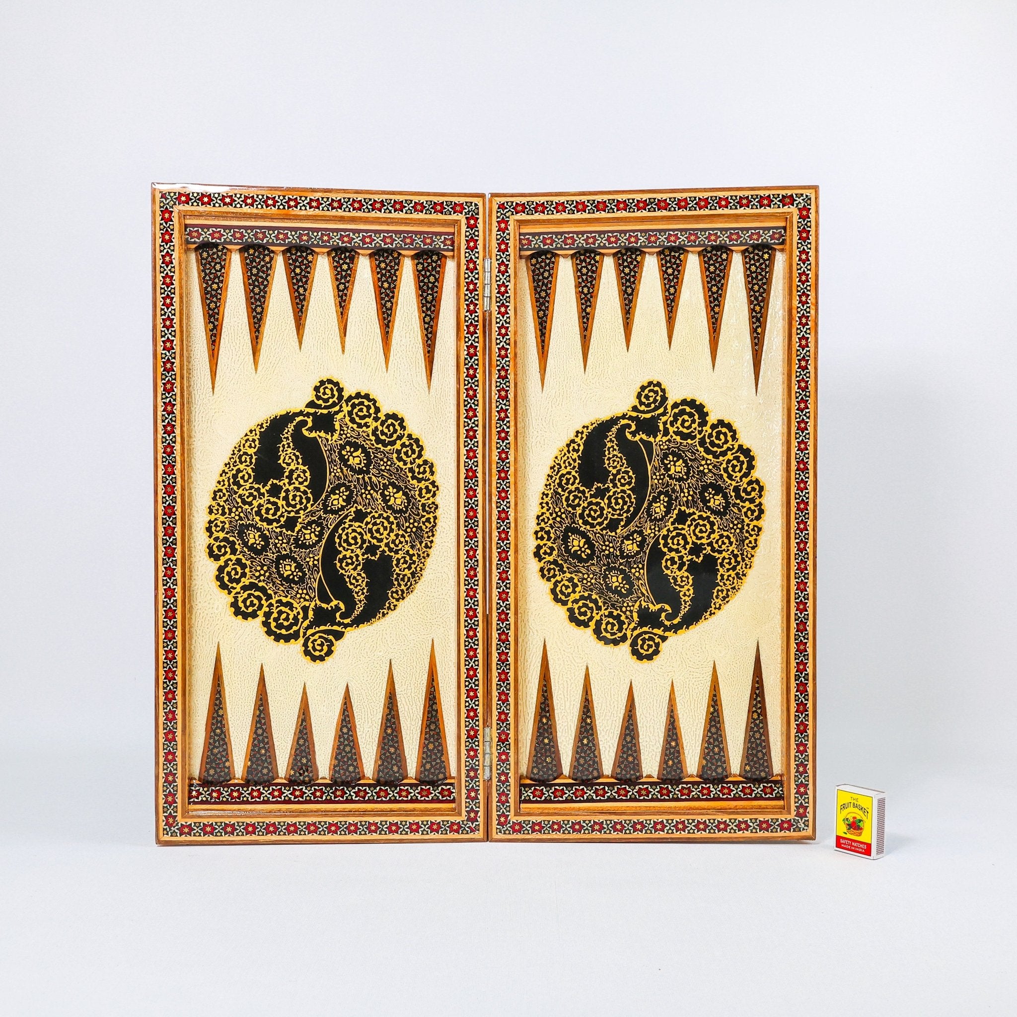 Backgammon & Chess Board - Size 50 - Pearl Edge - Tazhib Design - 04 - Meraas Gallery
