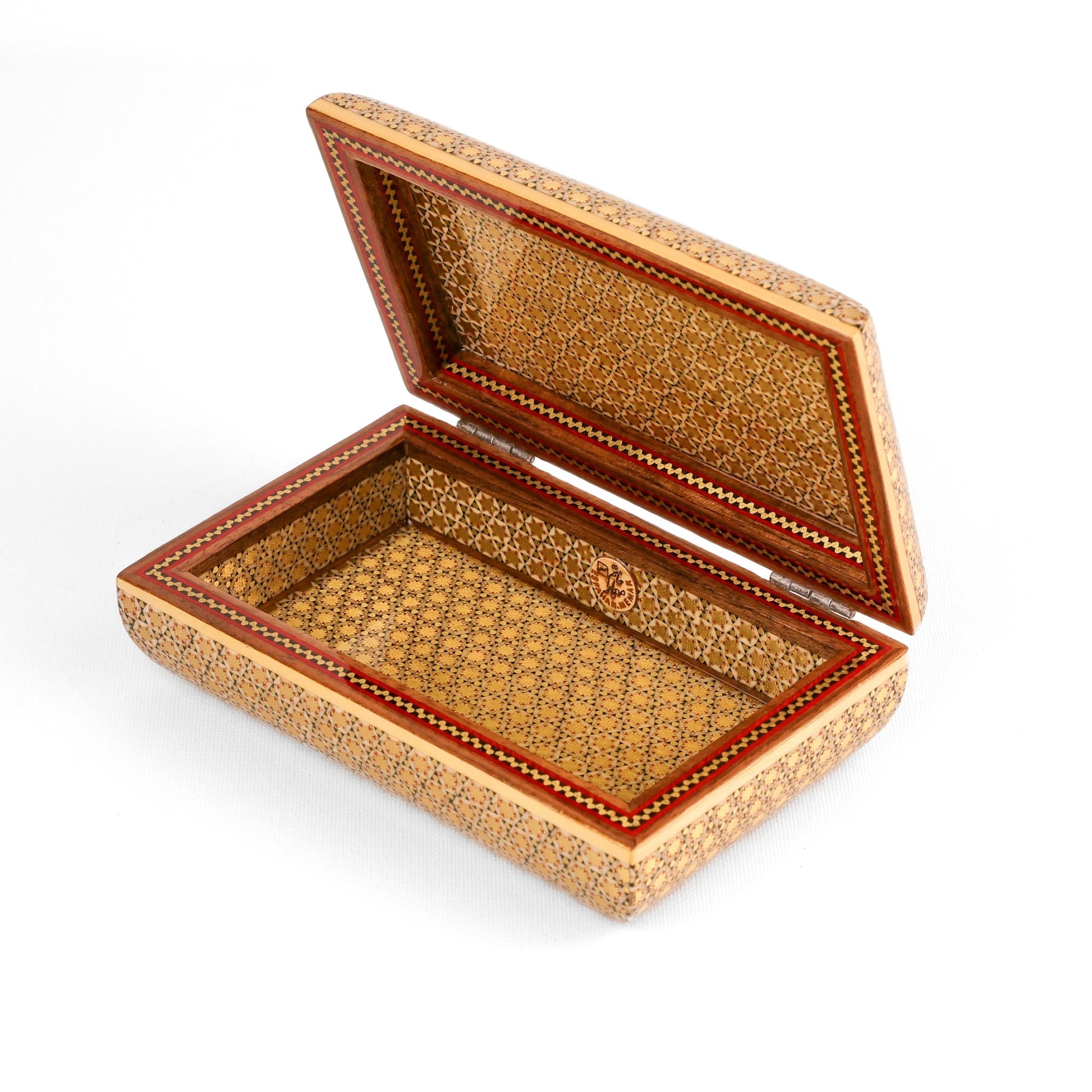 Jewelry Box - Size 16x10 - Full Bone Khatam - 6 - Bone Design - Pattern 1 - Khatam Interior - Meraas Gallery