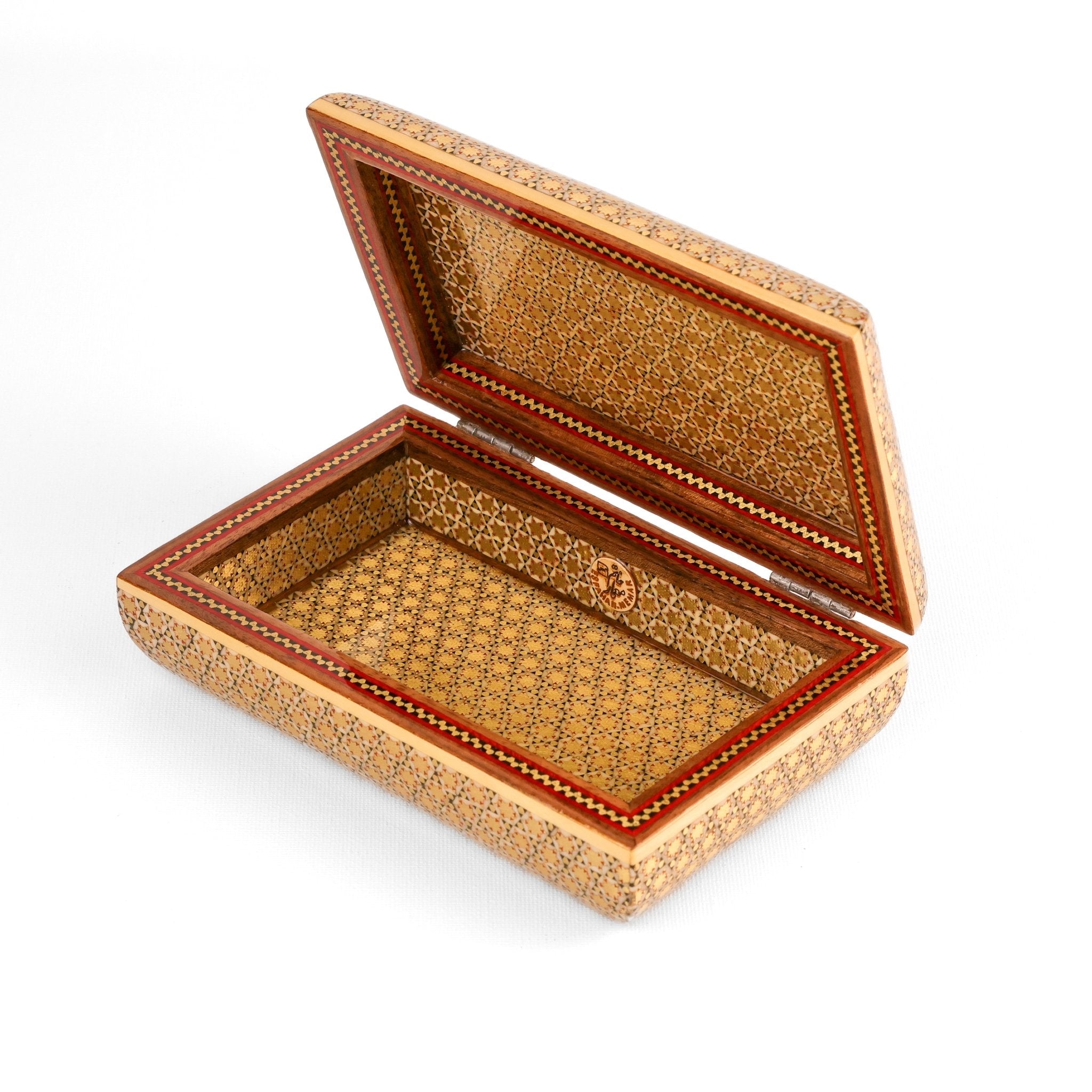 Jewelry Box - Size 16x10 - Full Bone Khatam - 6 - Bone Design - Pattern 1 - Khatam Interior - Meraas Gallery