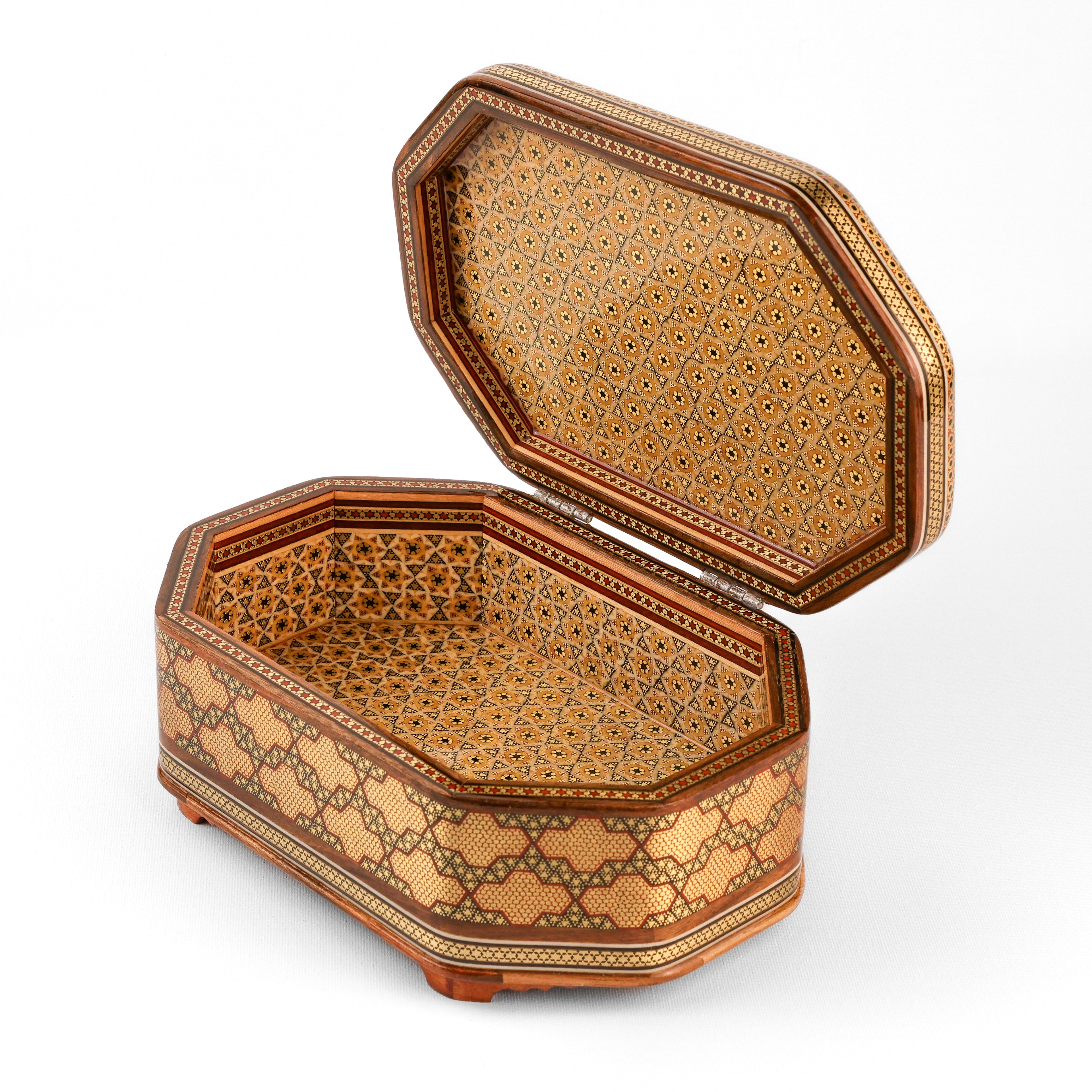Jewelry Box - 8-Sided - Size 1 - Inner Khatam - Cross Pattern
