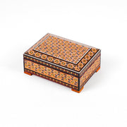 Jewelry Box - Medium - Wooden Khatam with Hand - Painted Khatam Pattern Lid - Meraas Gallery