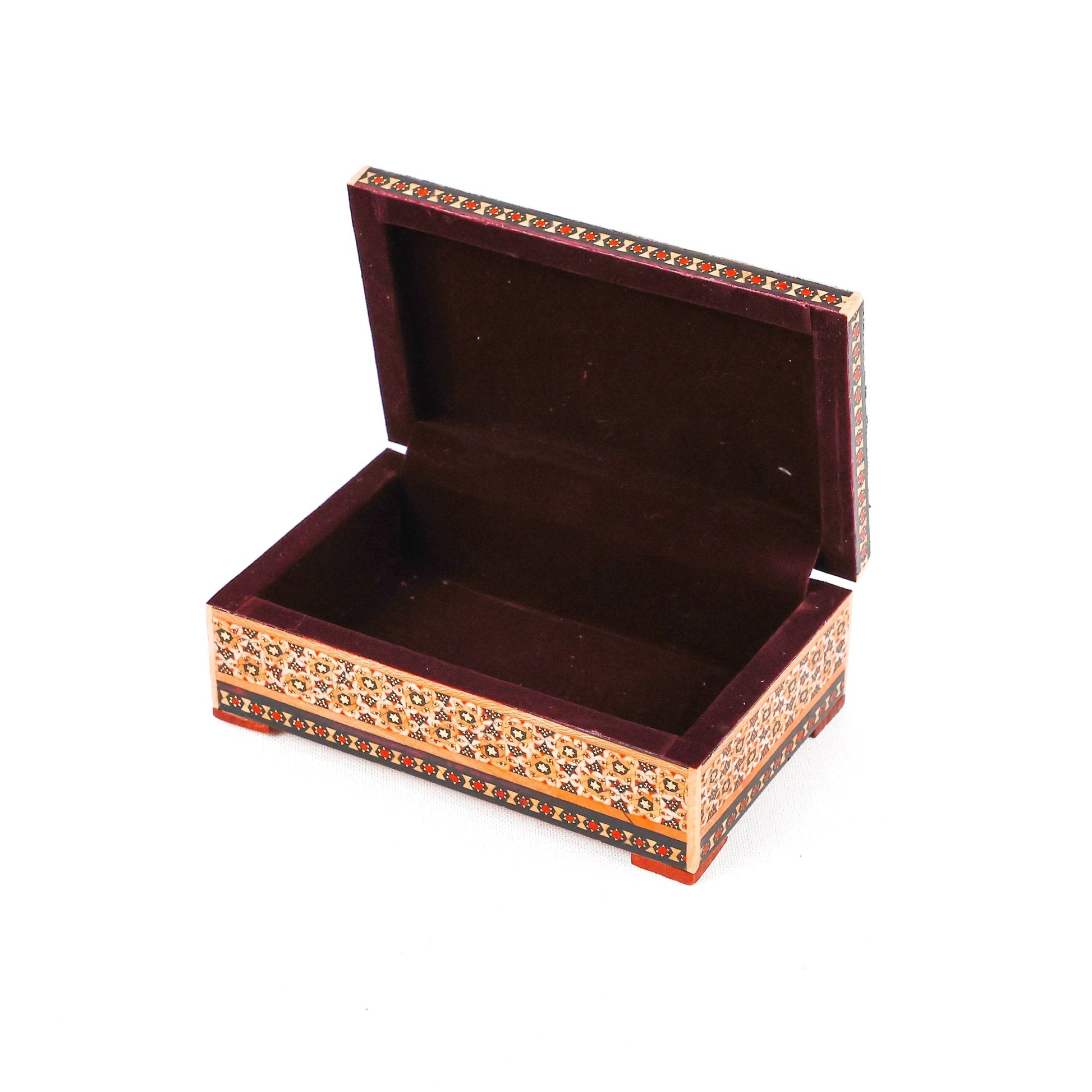 Jewelry Box - Large - Wooden Khatam with Hand - Painted Khatam Pattern Lid - Meraas Gallery