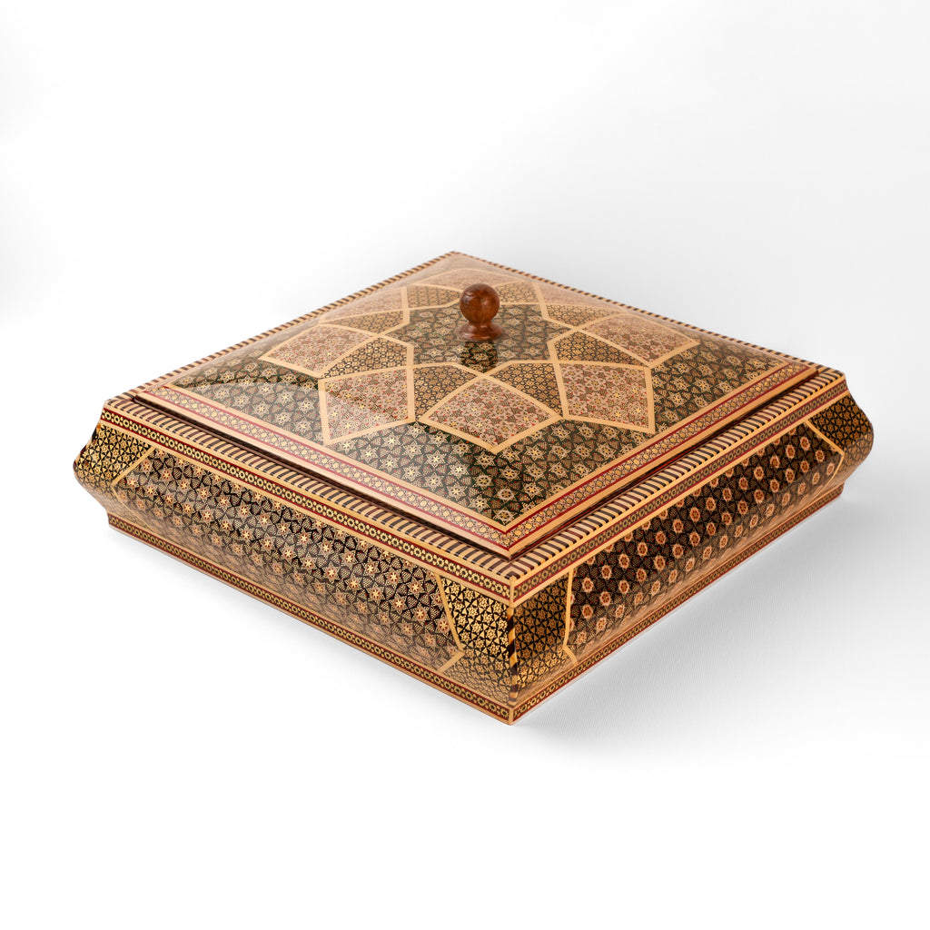 Candy Dish - Square - Full Khatam - Inner Beech - Shirazi Style
