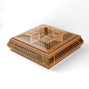 طبق حلوى - مربع - كامل الختم - خشب الزان الداخلي - على الطراز الشيرازي