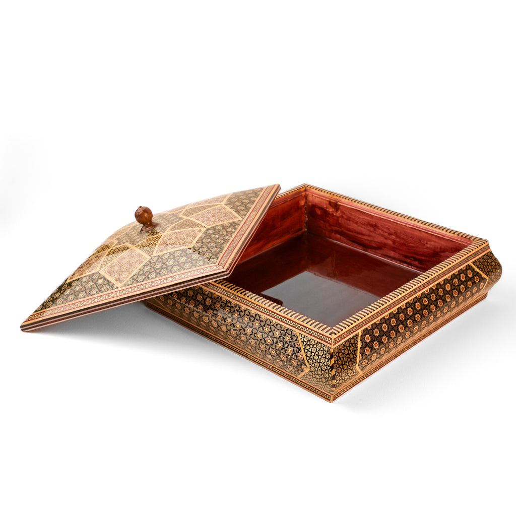 Candy Dish - Square - Full Khatam - Inner Beech - Shirazi Style