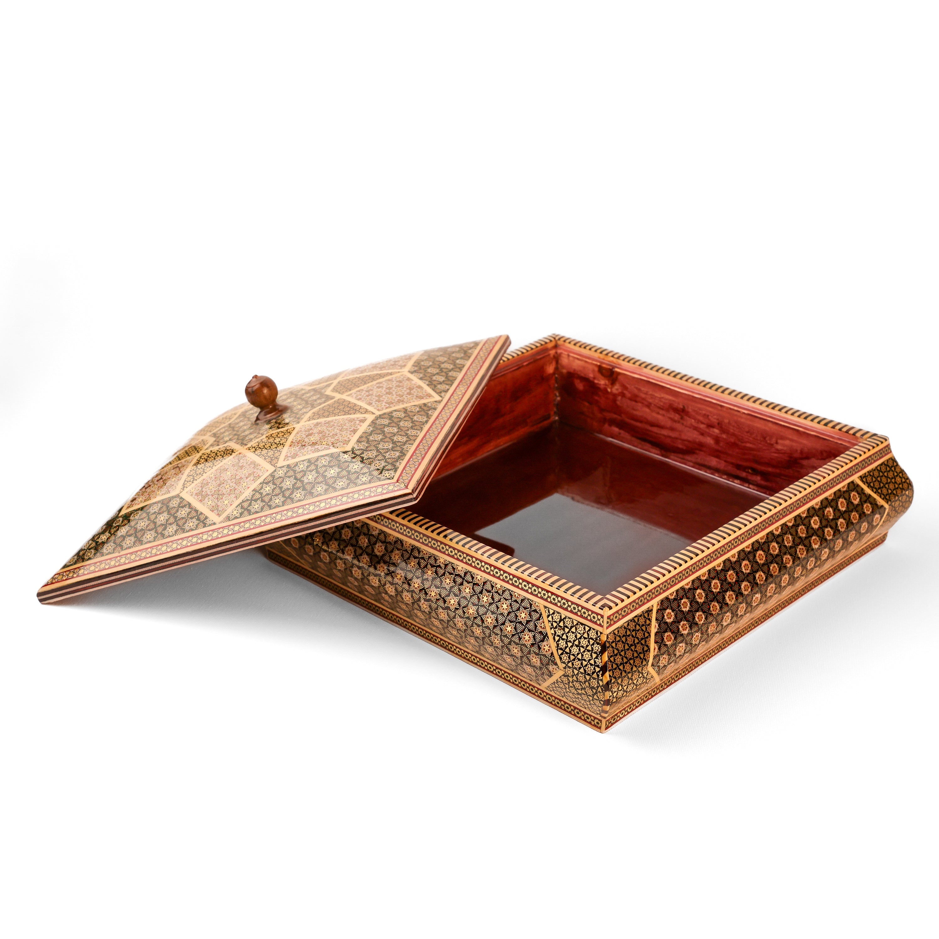 Candy Dish - Square - Full Khatam - Inner Beech - Shirazi Style