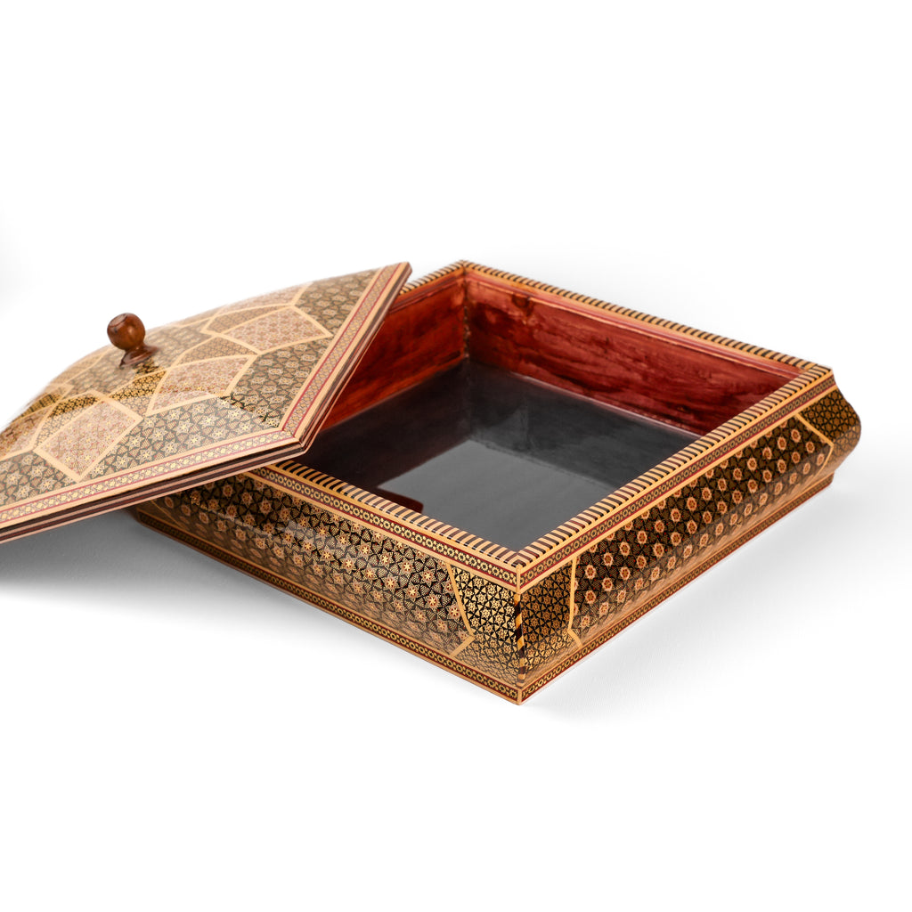 Candy Dish - Square - Full Khatam - Inner Beech - Shirazi Style