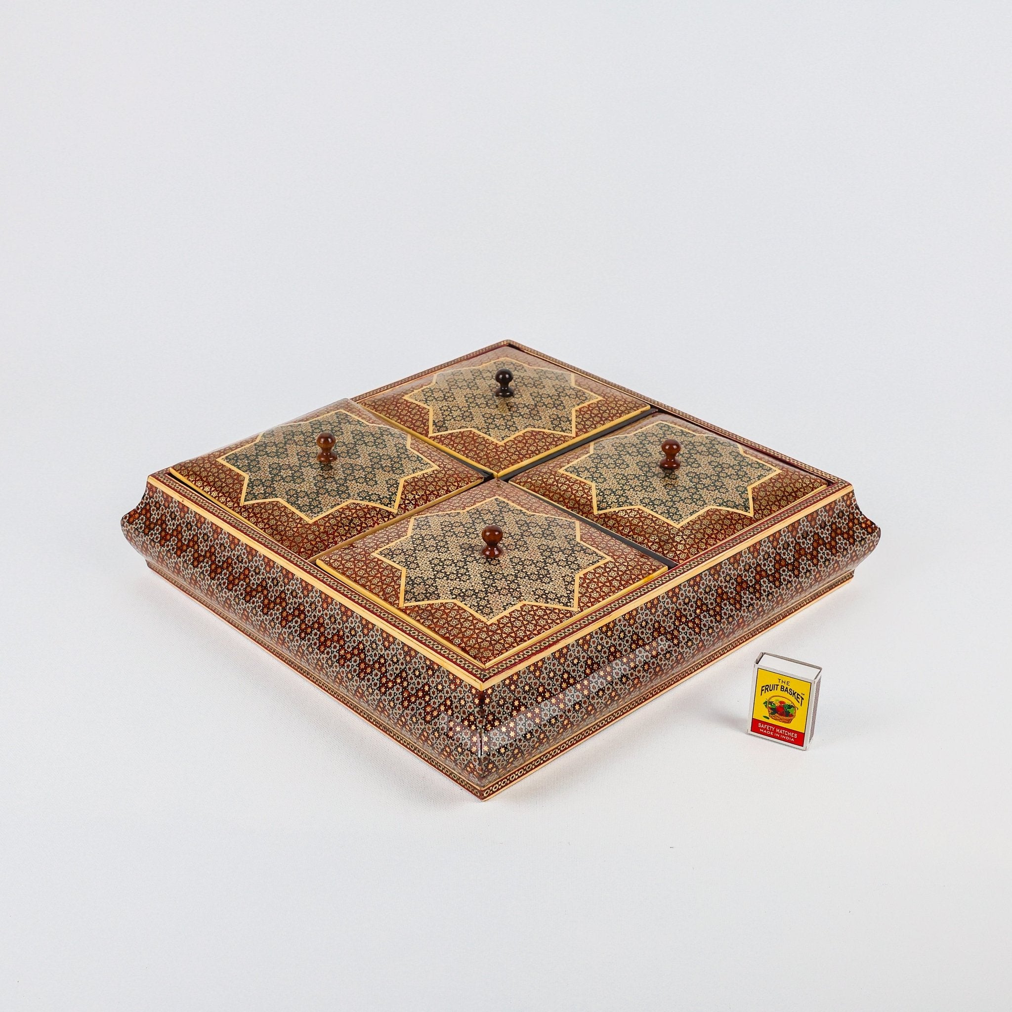 Candy Dish - Four - Section Square - Khatam - Inner Beech - Shirazi Style - Meraas Gallery