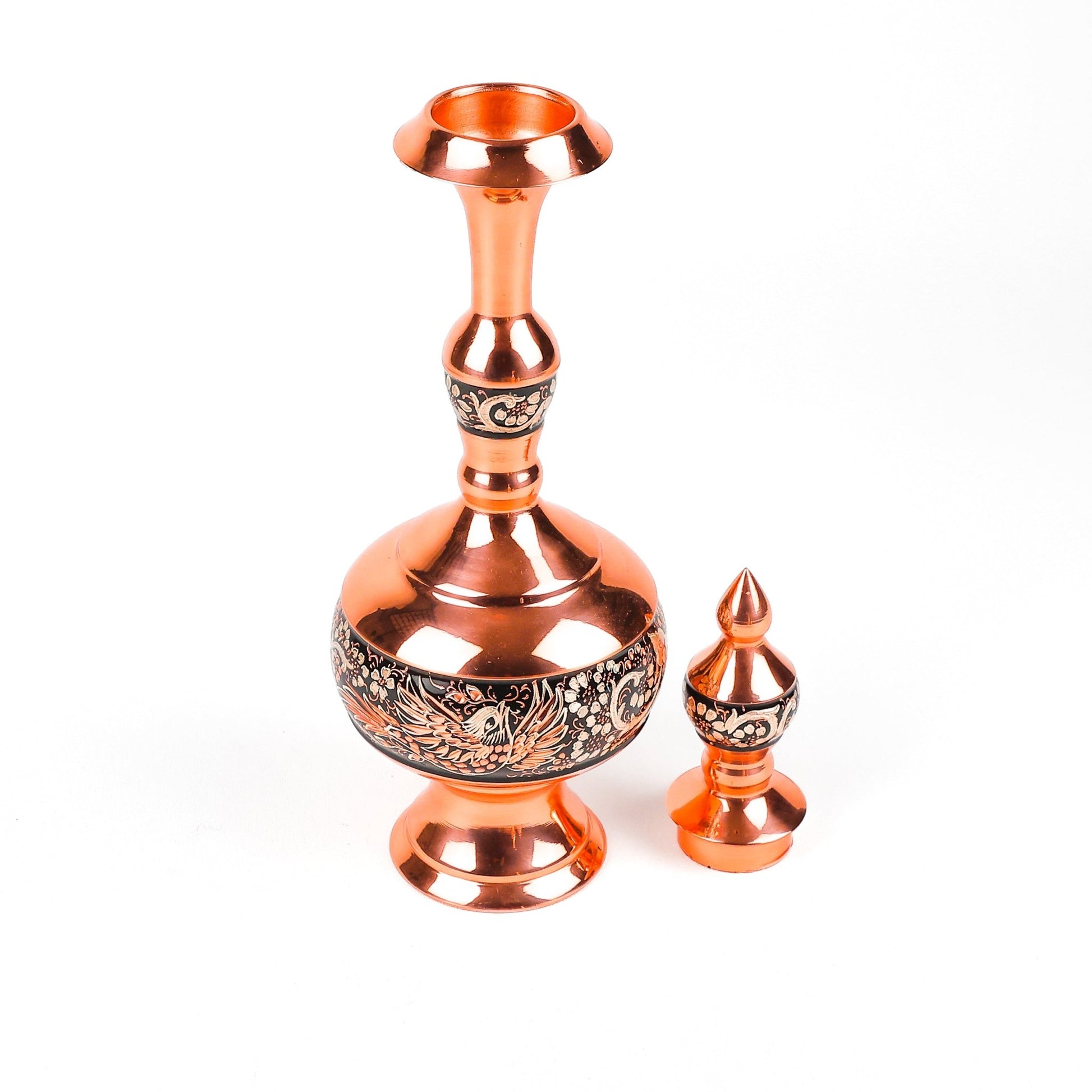 Pitcher (Cherry Shape) - Size 36 - Copper & Diamond Cut - Silver Inlay - Meraas Gallery