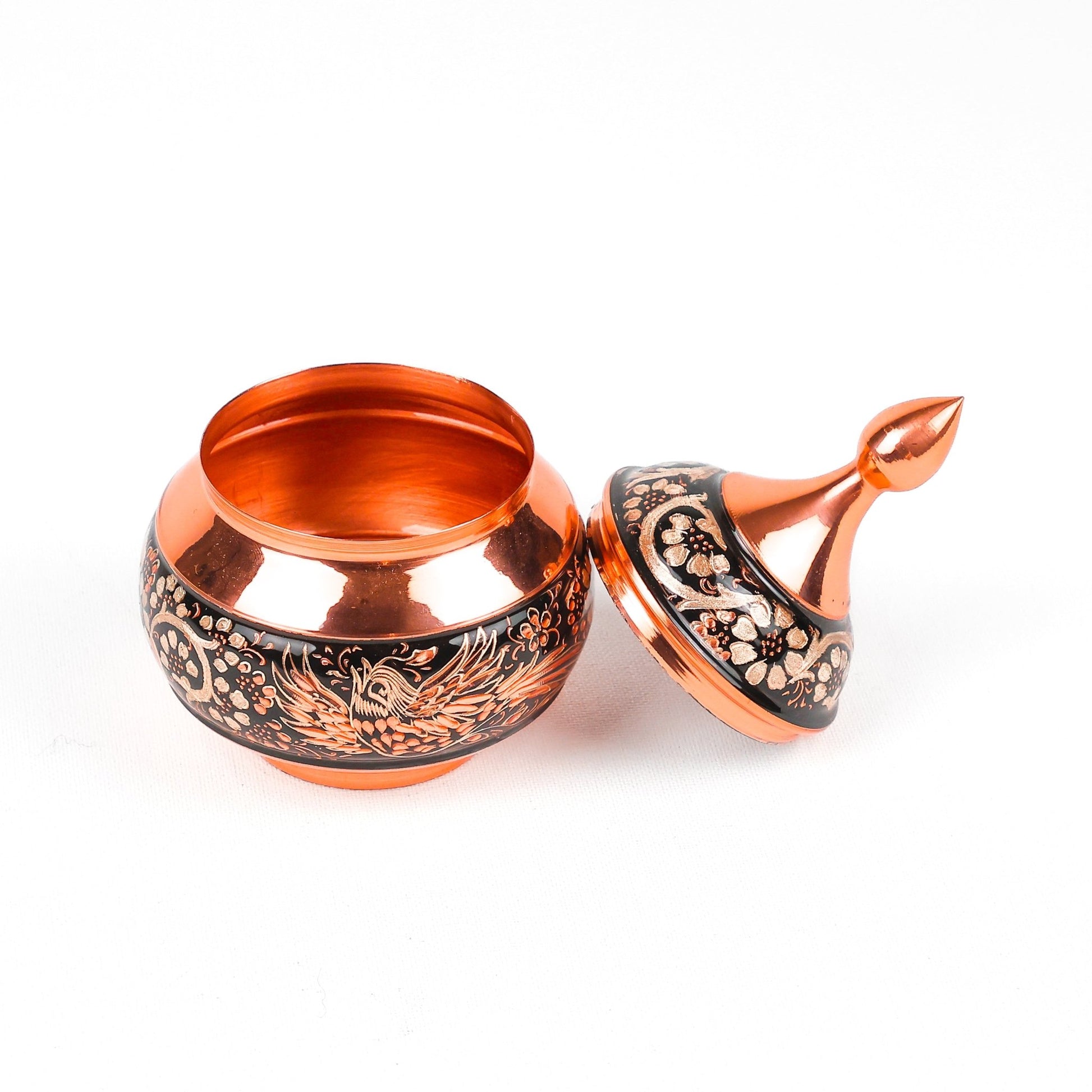 Sugar Bowl - Size 18 - Copper & Diamond Cut - Silver Inlay - Meraas Gallery