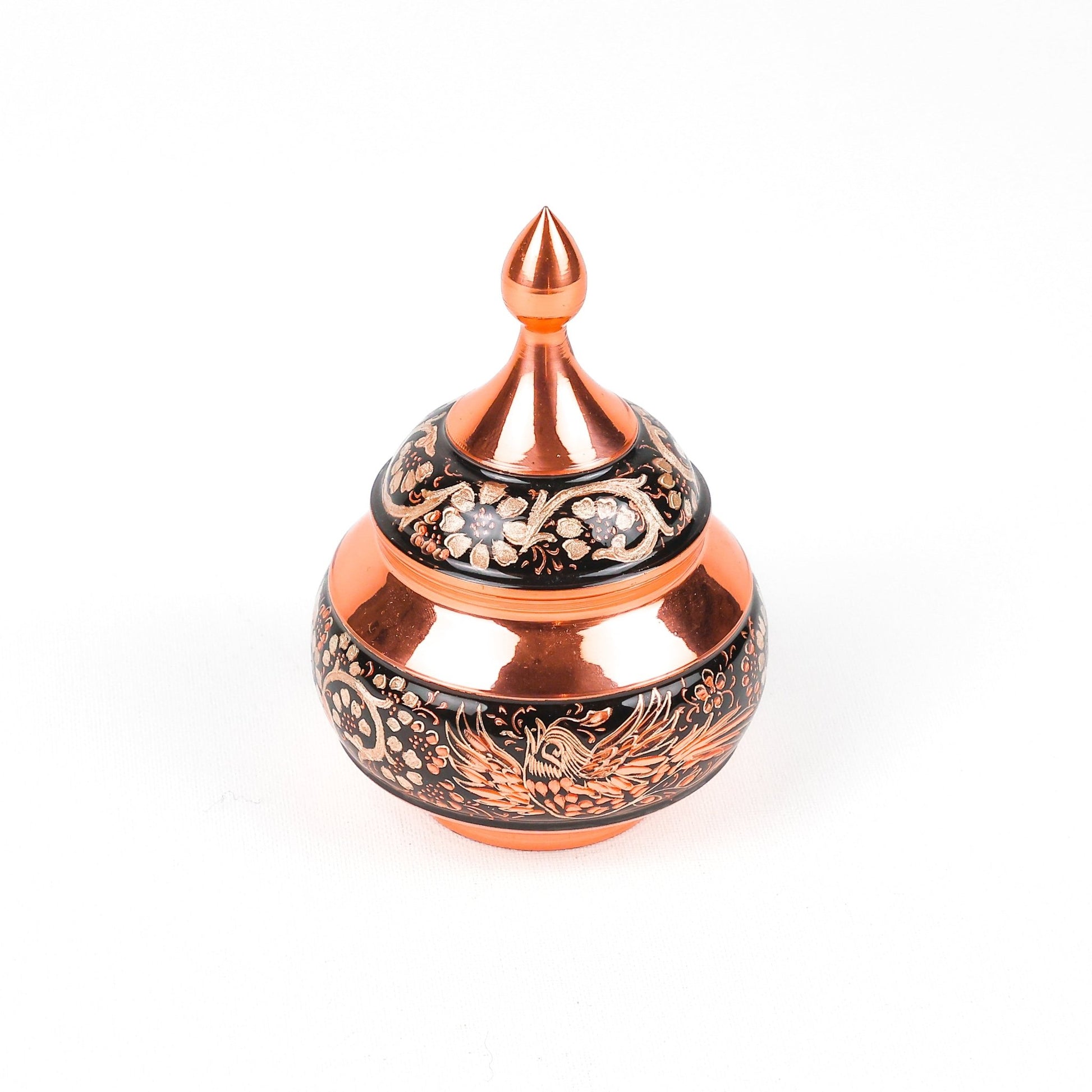 Sugar Bowl - Size 18 - Copper & Diamond Cut - Silver Inlay - Meraas Gallery