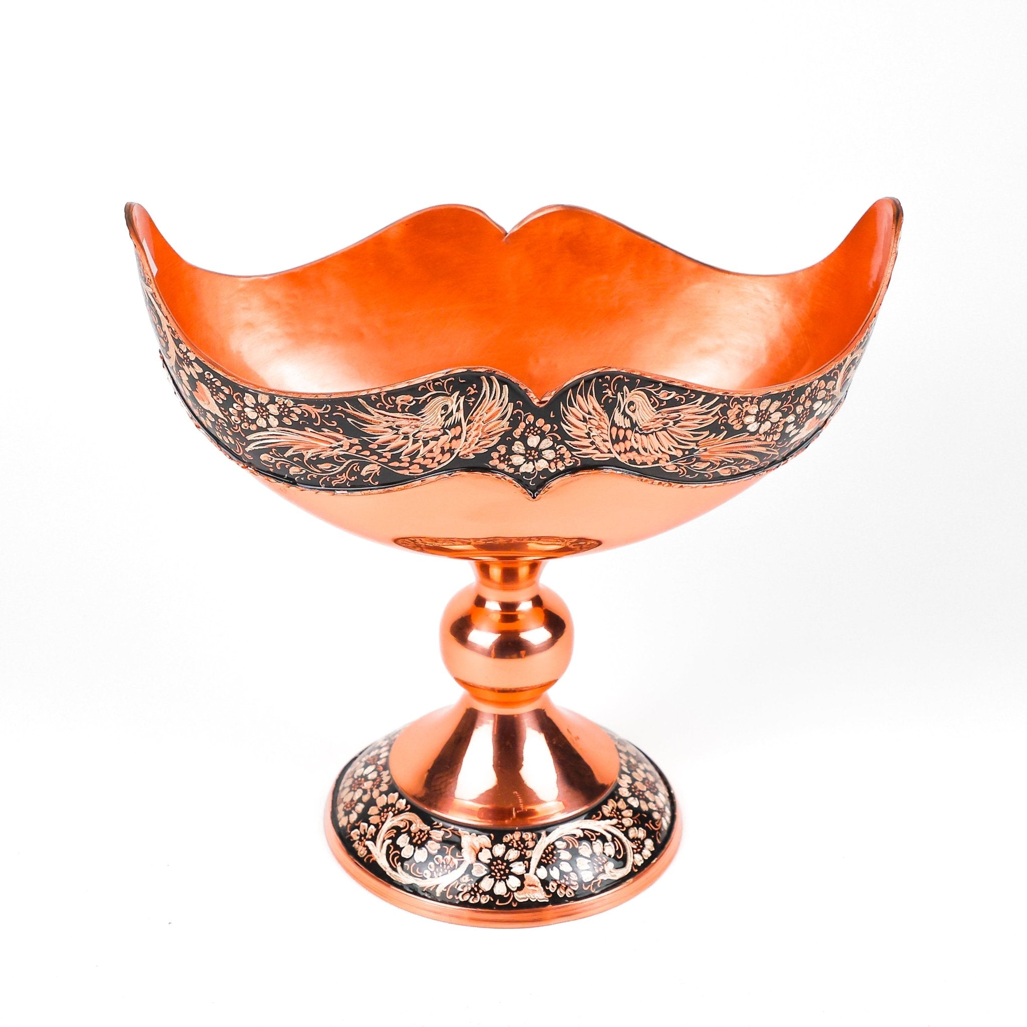 Keshkool Bowl - Size 25 - Copper Engraved - Silver Inlay - Meraas Gallery