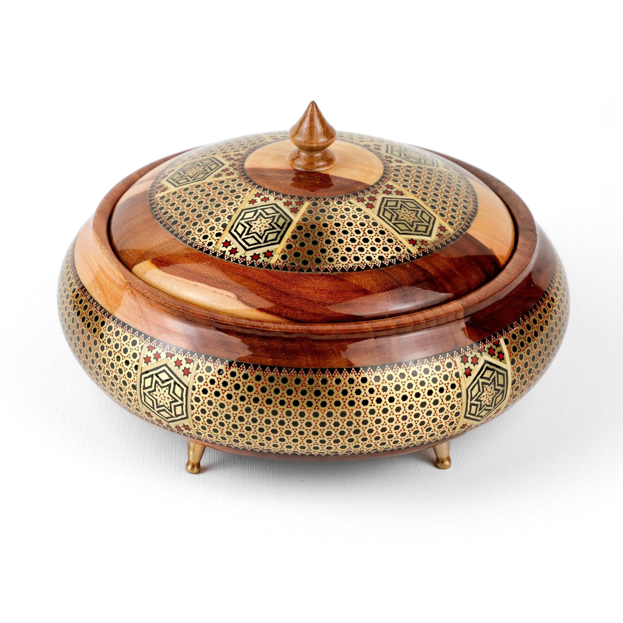 Sugar Bowl - Wooden - Size 3 - Wire Khatam - Meraas Gallery