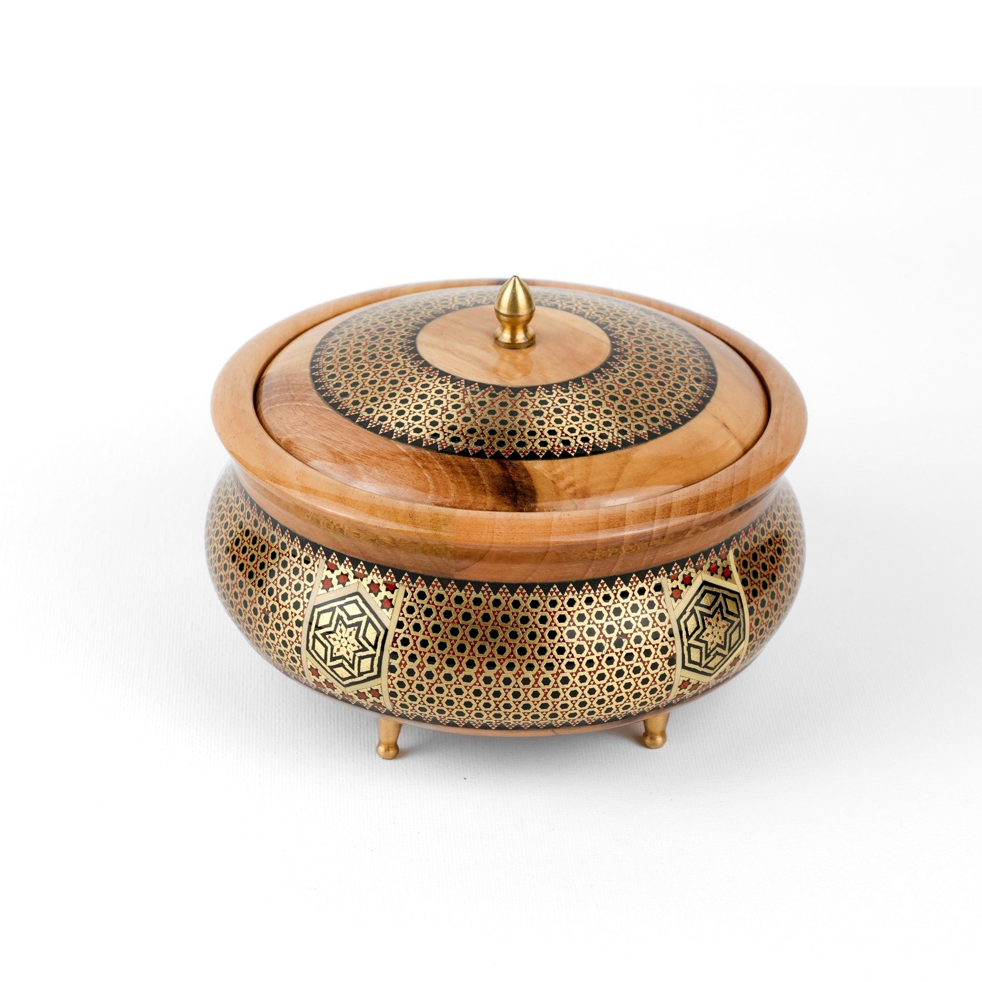 Sugar Bowl - Wooden - Size 2 - Wire Khatam - Meraas Gallery