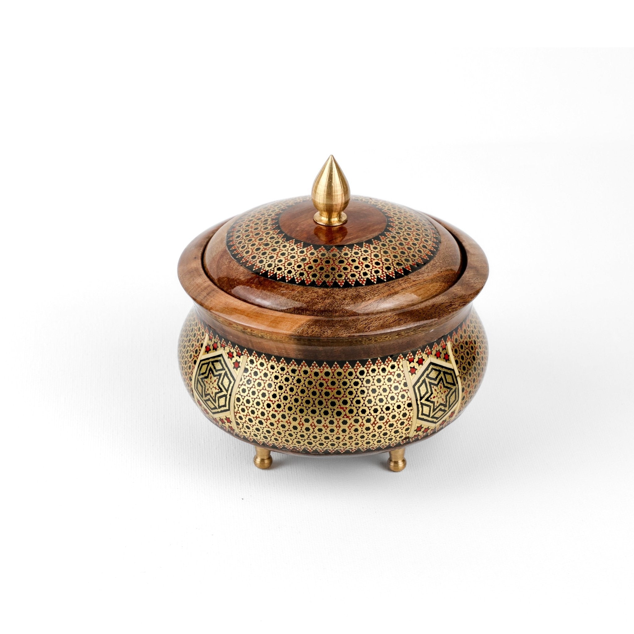 Sugar Bowl - Wooden - Size 1 - Wire Khatam - Meraas Gallery