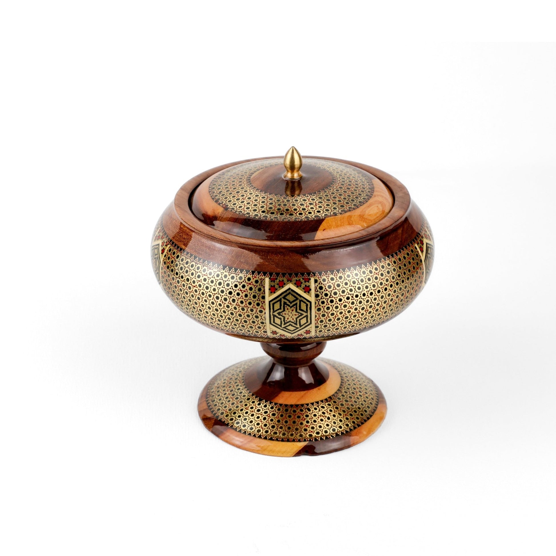 Candy Dish - Pedestal - Size 2 - Wood and Wire Khatam - Meraas Gallery