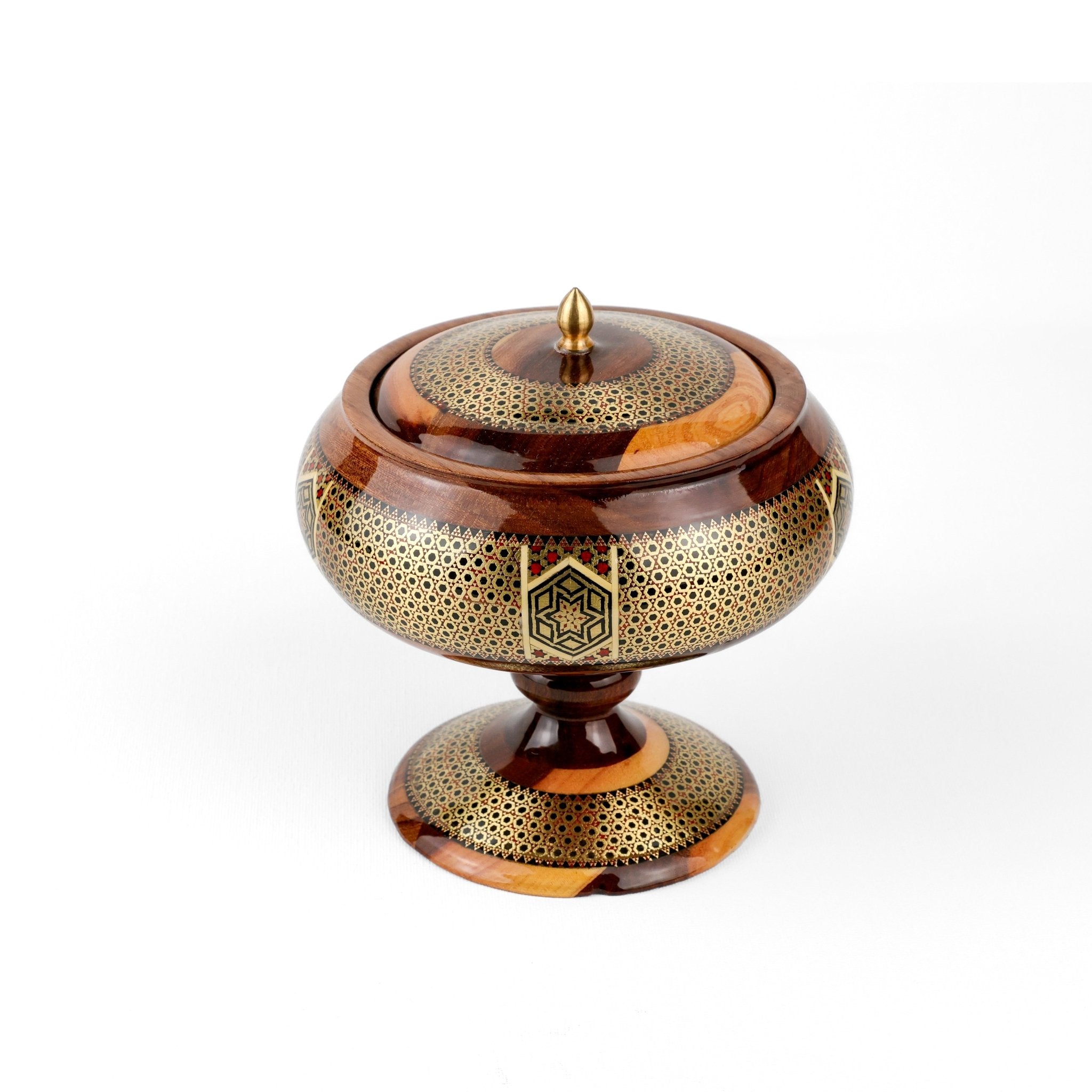 Candy Dish - Pedestal - Size 2 - Wood and Wire Khatam - Meraas Gallery