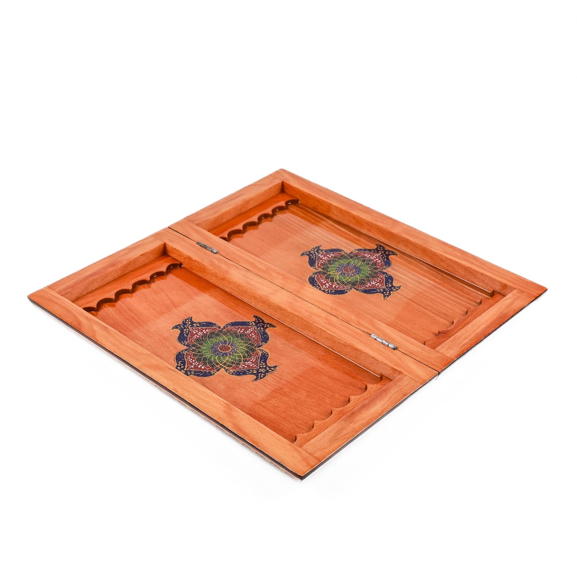 Backgammon & Chess Board - Size 35 - Inner Beech - Hand - Painted Khatam - Without Case - 01 - Meraas Gallery