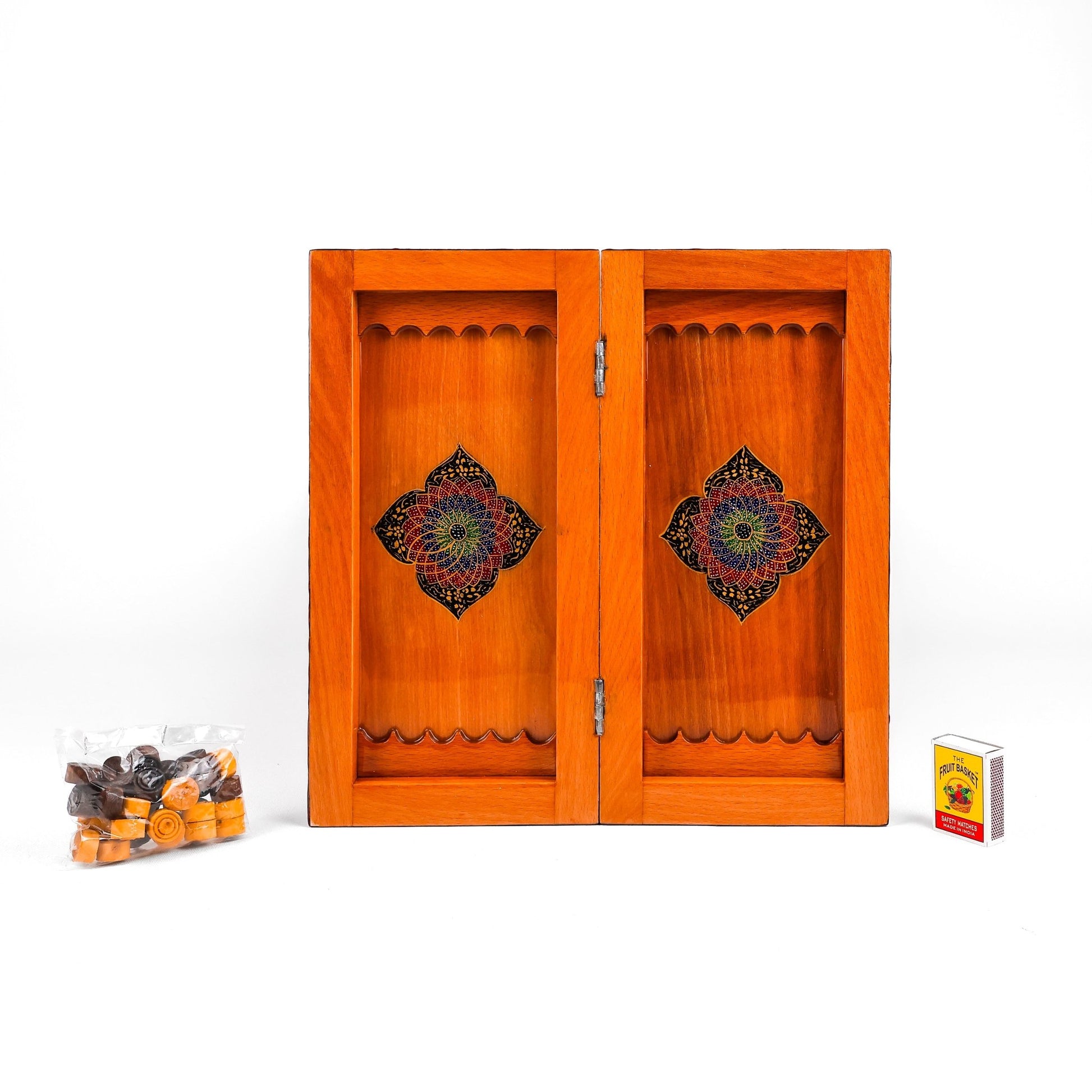 Backgammon & Chess Board - Size 35 - Inner Beech - Hand - Painted Khatam - Without Case - 05 - Meraas Gallery