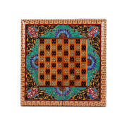 Backgammon & Chess Board - Size 35 - Inner Beech - Hand - Painted Khatam - Without Case - 07 - Meraas Gallery