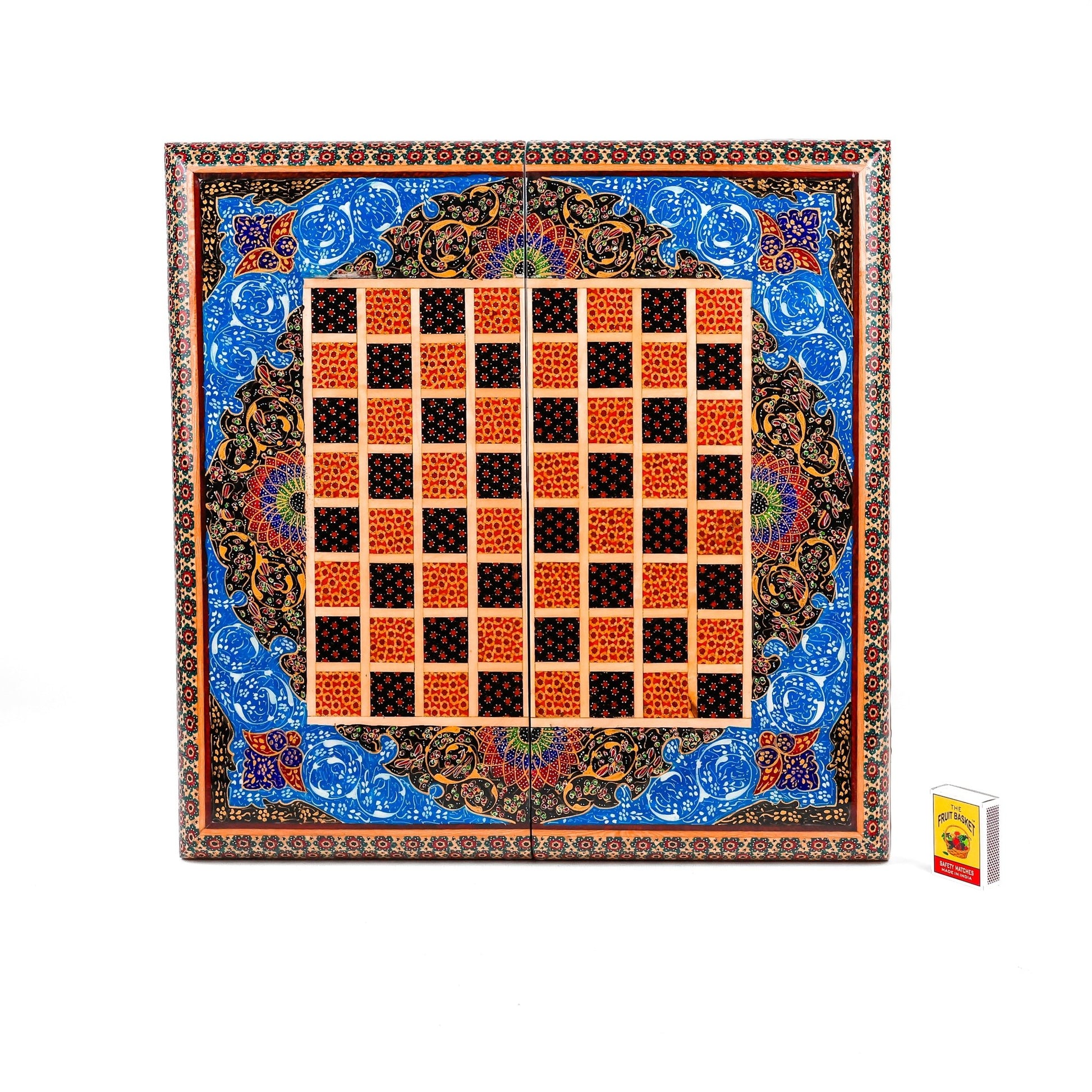 Backgammon & Chess Board - Size 35 - Inner Beech - Hand - Painted Khatam - Without Case - 10 - Meraas Gallery