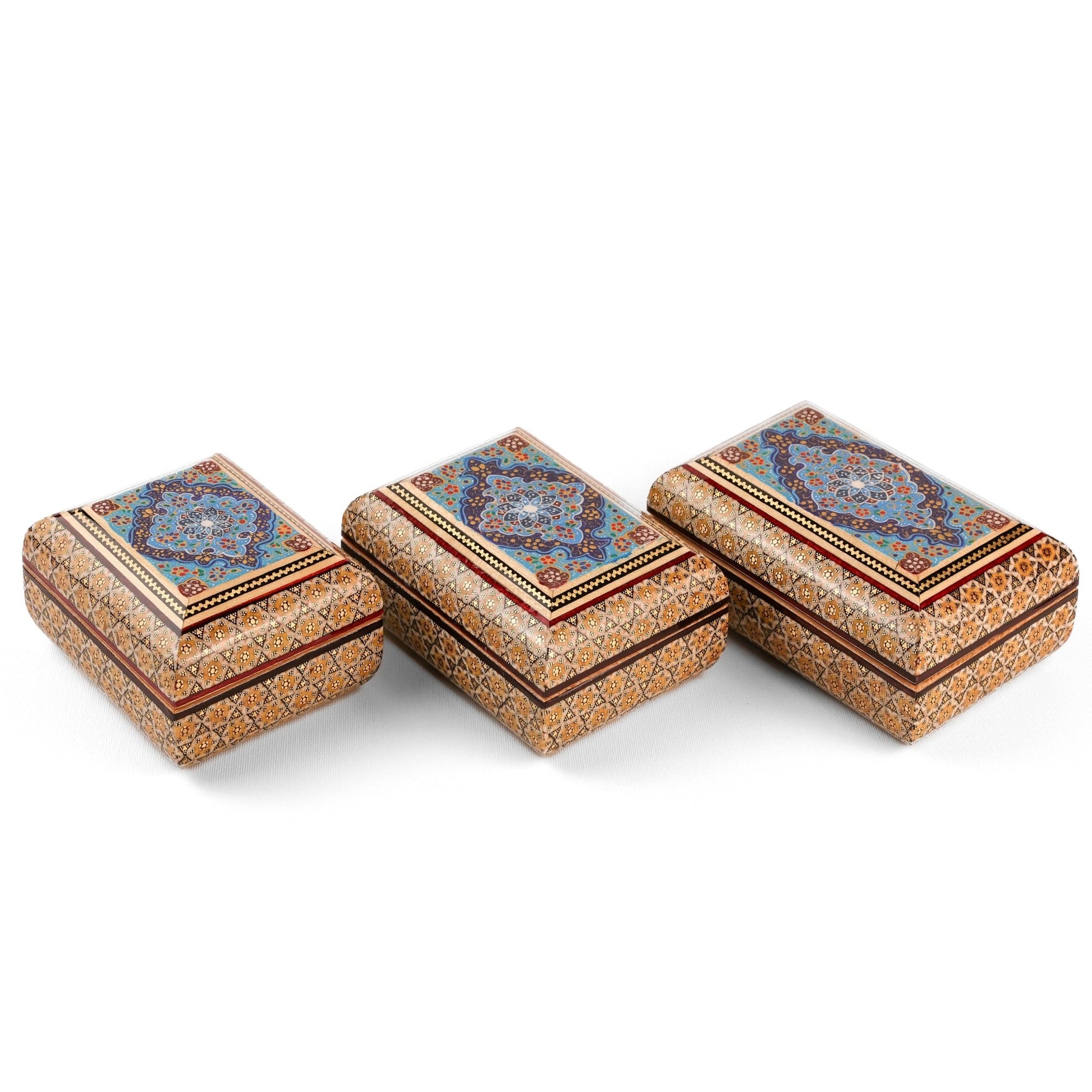 Jewelry Box - Size 12x10 - Hand - Painted by Valivand - Khatam Interior - Meraas Gallery