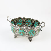 Keshkool Bowl - Copper & Mina - Short Pedestal - Tazhib with Portrait - Meraas Gallery