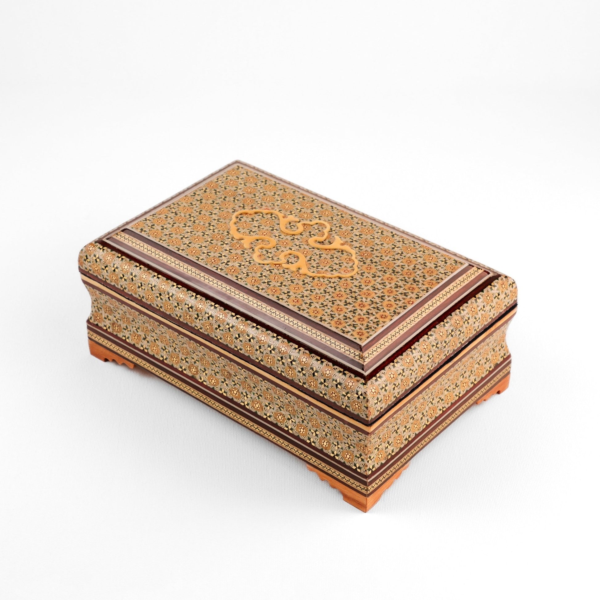 Box - Size 22x14 - Floral Premium - Inner Velvet - Khatam Toranj Lid - Meraas Gallery