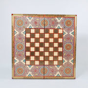 Backgammon & Chess Board - Size 50 - Round Edge - Premium - Mother - of - Pearl - Tazhib Lid - Meraas Gallery