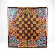 Backgammon & Chess Board - Size 50 - Premium Round Edge - Mother - of - Pearl with Tazhib Lid - 08 - Meraas Gallery