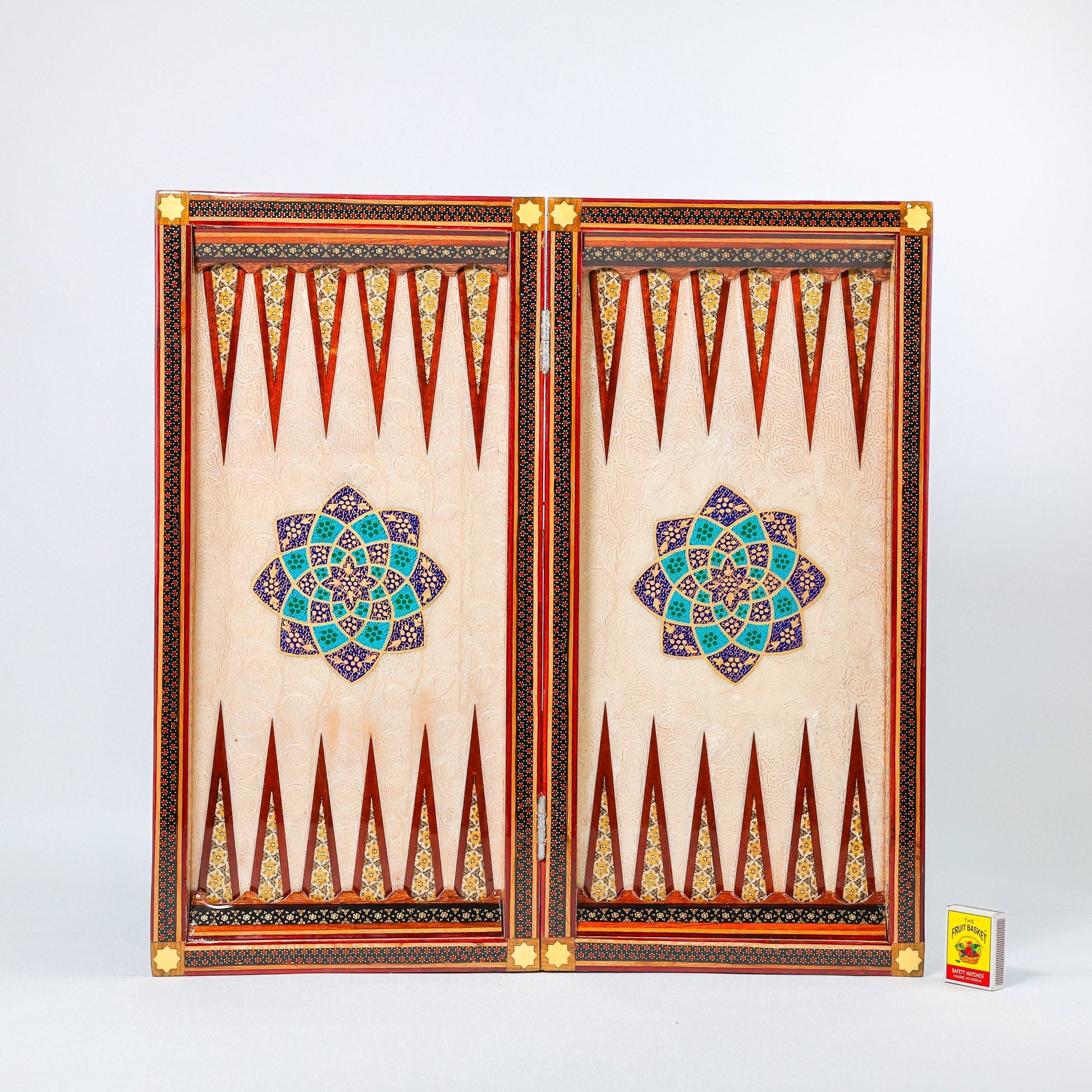 Backgammon & Chess Board - Size 50 - Premium Round Edge - Mother - of - Pearl with Tazhib Lid - 10 - Meraas Gallery